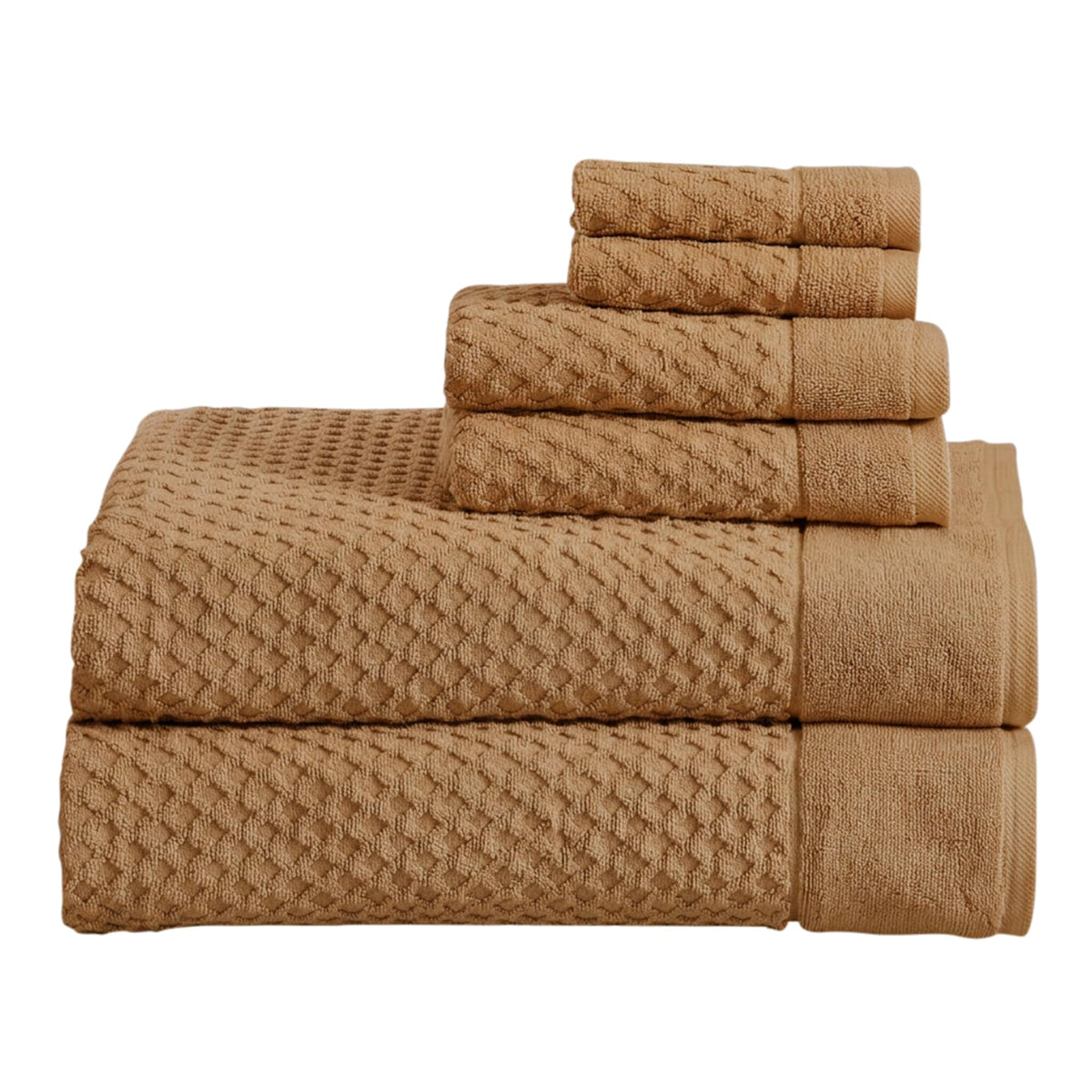Great Bay Home Bath Towels - 100% Cotton 6 Piece Towel Set - Diamond Waffle Weave - Absorbent, Durable, Quick-Dry Towels for Bathroom (Marigold)