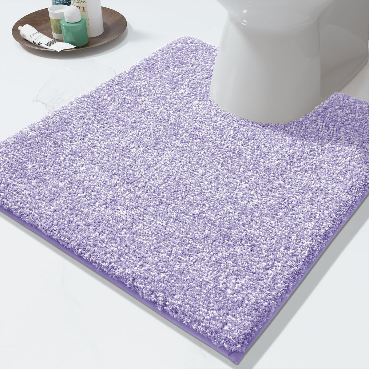 Yimobra Non Slip Machine Washable Bathroom Rug 32x20 Light Blue and White