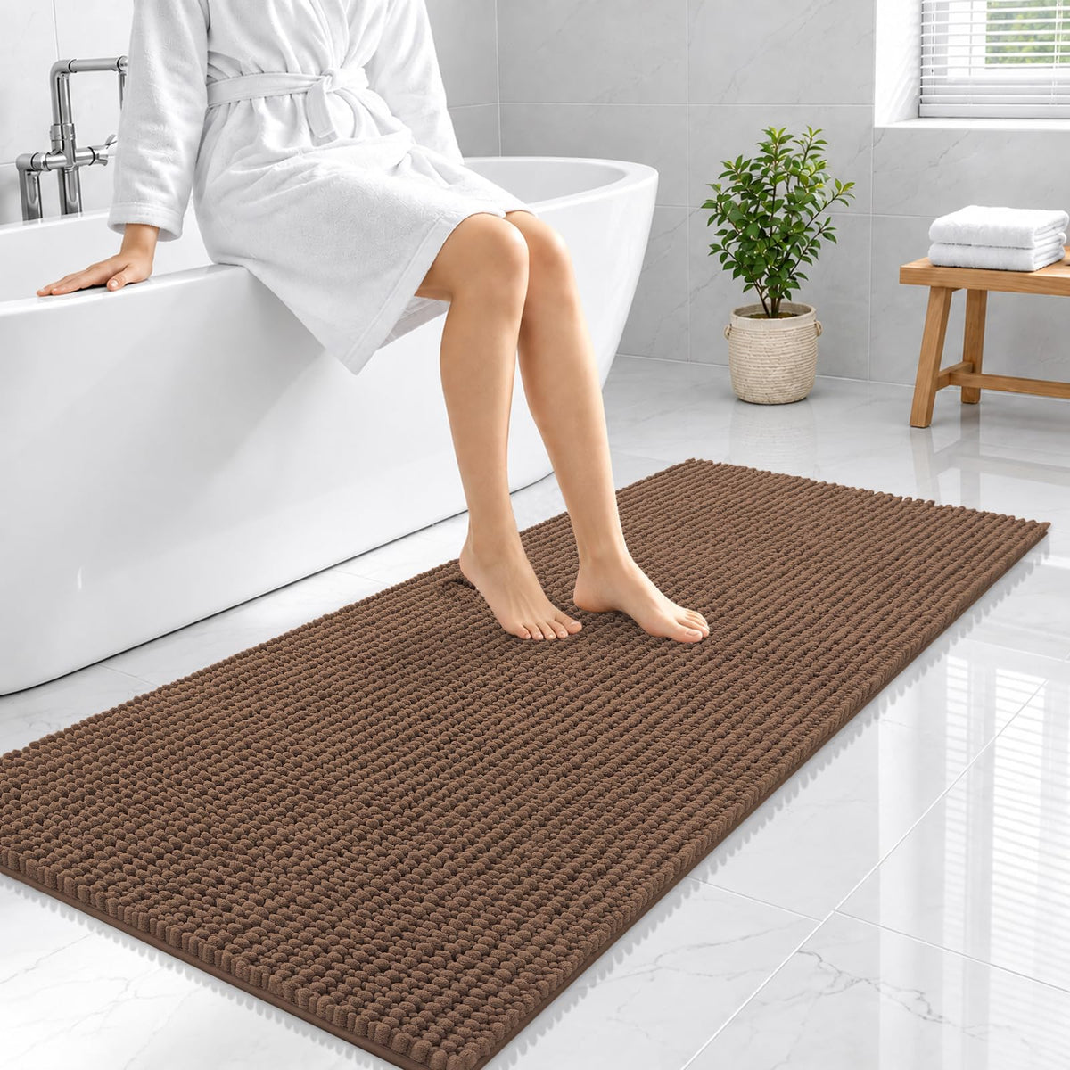 Smiry Thick Bathroom Rugs 30x20, Extra Soft Absorbent Chenille Bath Mat