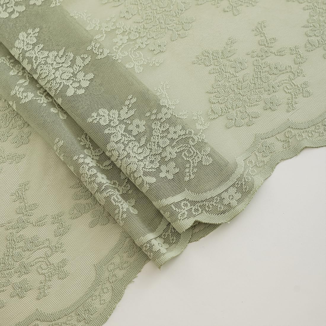 TUDECO Sage Green Shower Curtain with Attached Valance, 72 x 72, 1 Panel