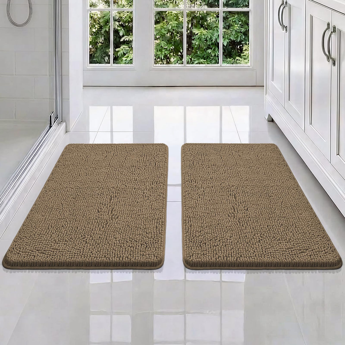 Bcoimo Small Bath Rug Mat,24x17 Extra Soft Chenille Lavender Bathroom Mats