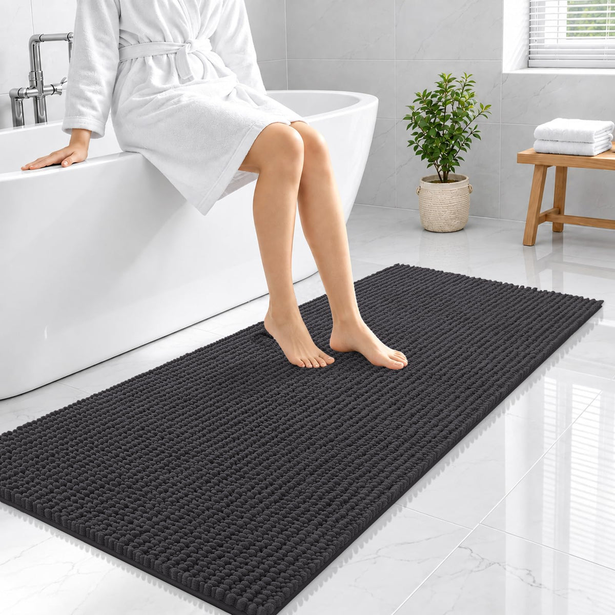 Smiry Thick Bathroom Rugs 30x20, Extra Soft Absorbent Chenille Bath Mat