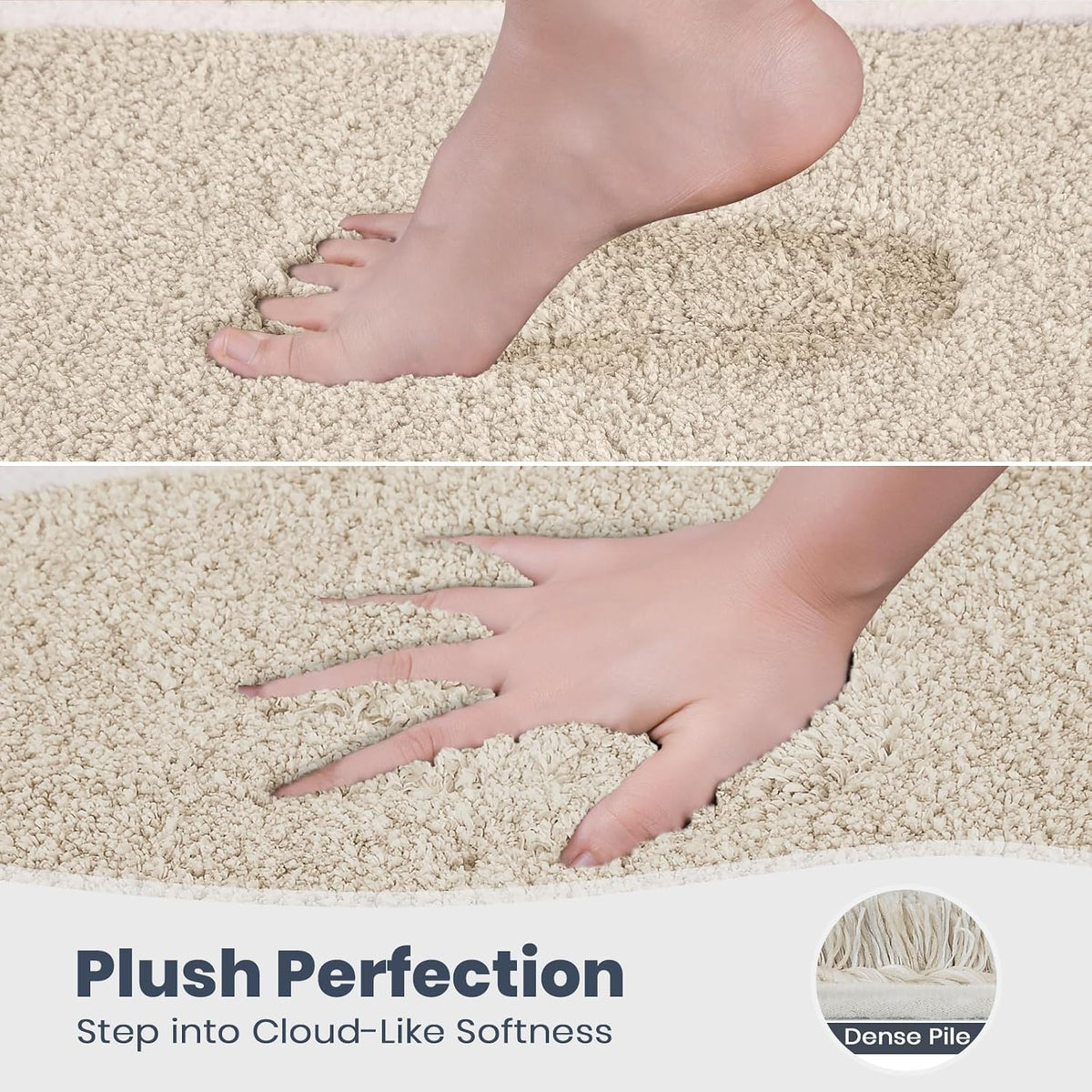 PURRUGS Bathroom Runner Rug, Bath Mat, 24" x 60", Beige