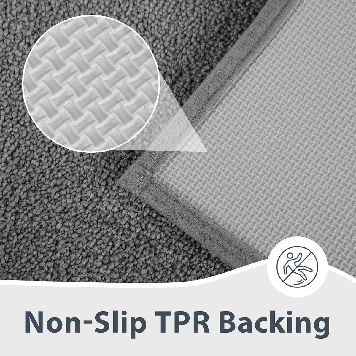 anllugs Bathroom Rugs, Non-Slip Bath Rugs, 24" x 60", Grey
