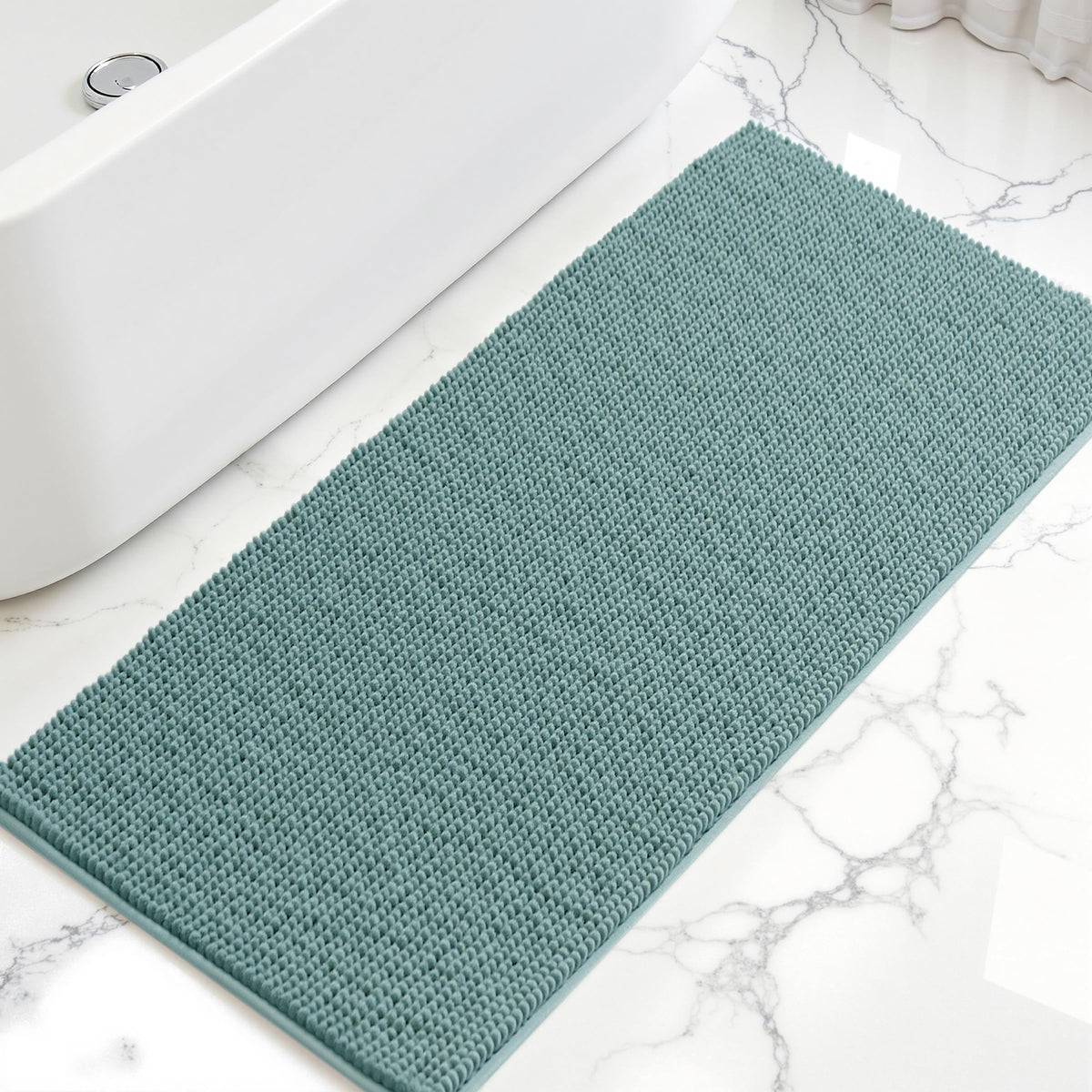 SUBRTEX Bathroom Rugs, 20" x 32" Chenille Bath Rug Soft Short Plush Bath Mat Soft Shower Mat Water Absorbent Shower Mat Quick Dry Machine Washable, Gray