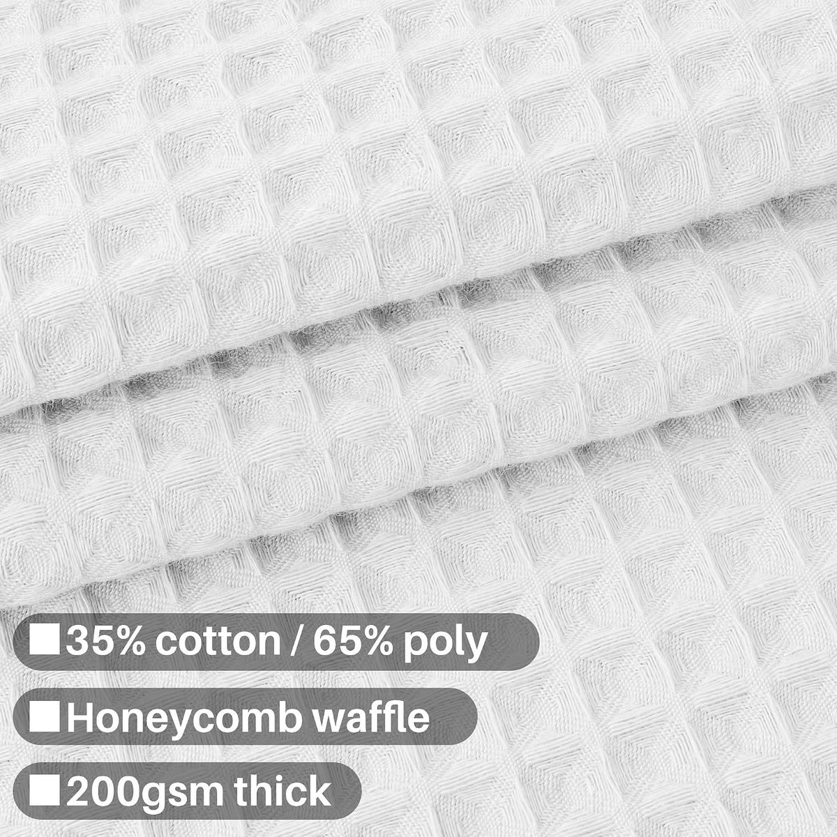 Barossa Design Waffle Weave Shower Curtain Fabric White, 72x72