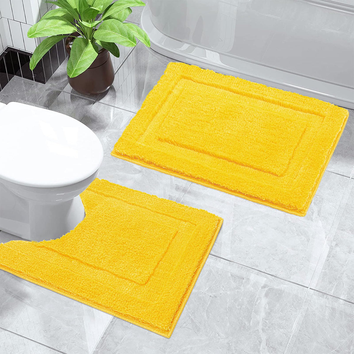 SHACOS Soft Microfiber Bathroom Rugs Set of 2 Pieces, White