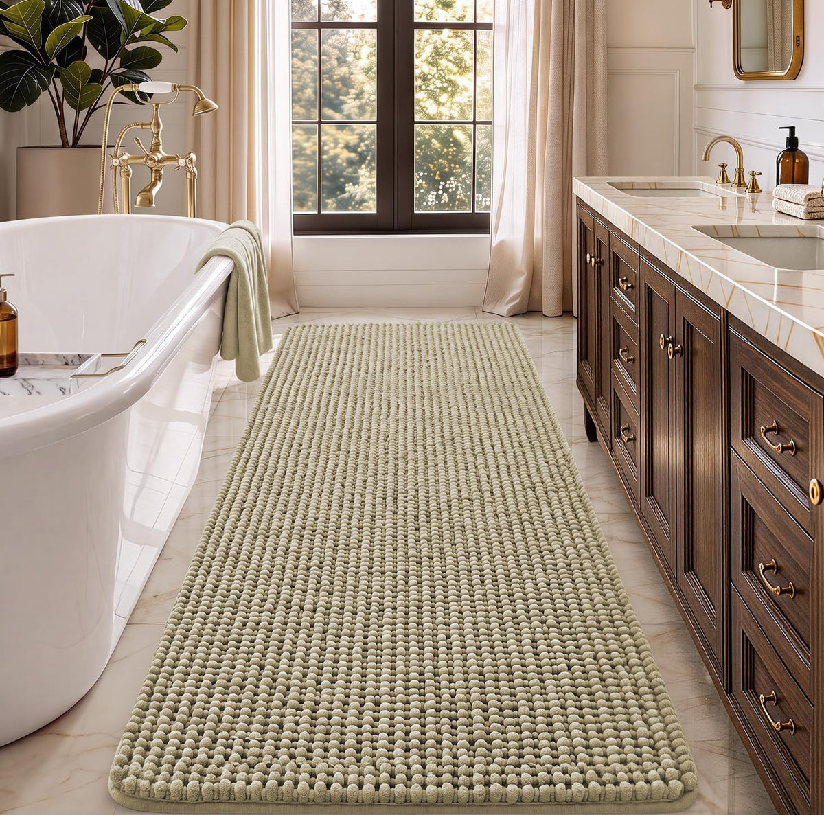 Ophanie Grey Bathroom Rugs 30x20, Soft Chenille Bath Mat, Non Slip Absorbent Quick Dry Light Gray Mats, Machine Washable Thick Small Area Rug Sets,Grip Bathmat for Shower,Toilet,Sink and Indoor Floor