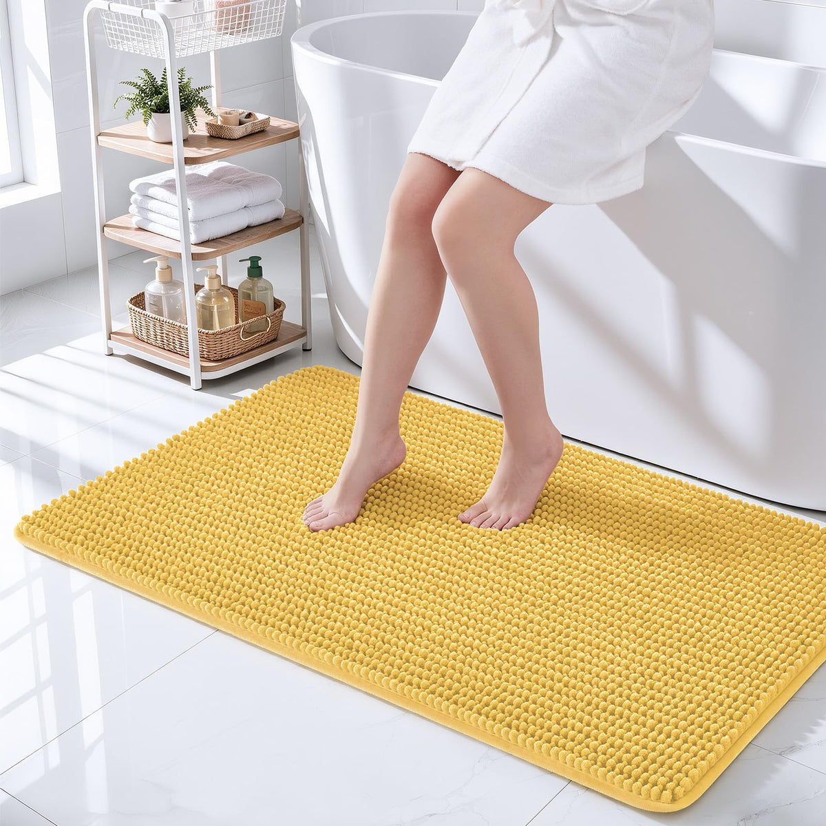 Ophanie Grey Bathroom Rugs 30x20, Soft Chenille Bath Mat, Non Slip Absorbent Quick Dry Light Gray Mats, Machine Washable Thick Small Area Rug Sets,Grip Bathmat for Shower,Toilet,Sink and Indoor Floor