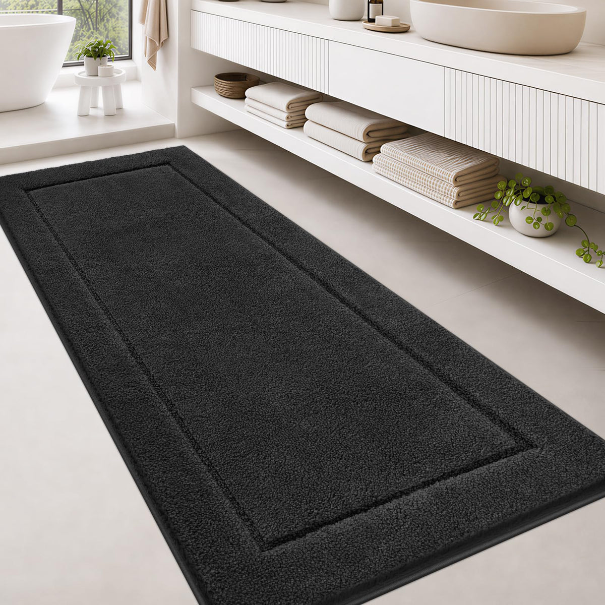 anllugs Bathroom Rugs, Non-Slip Bath Rugs, 24" x 60", Grey