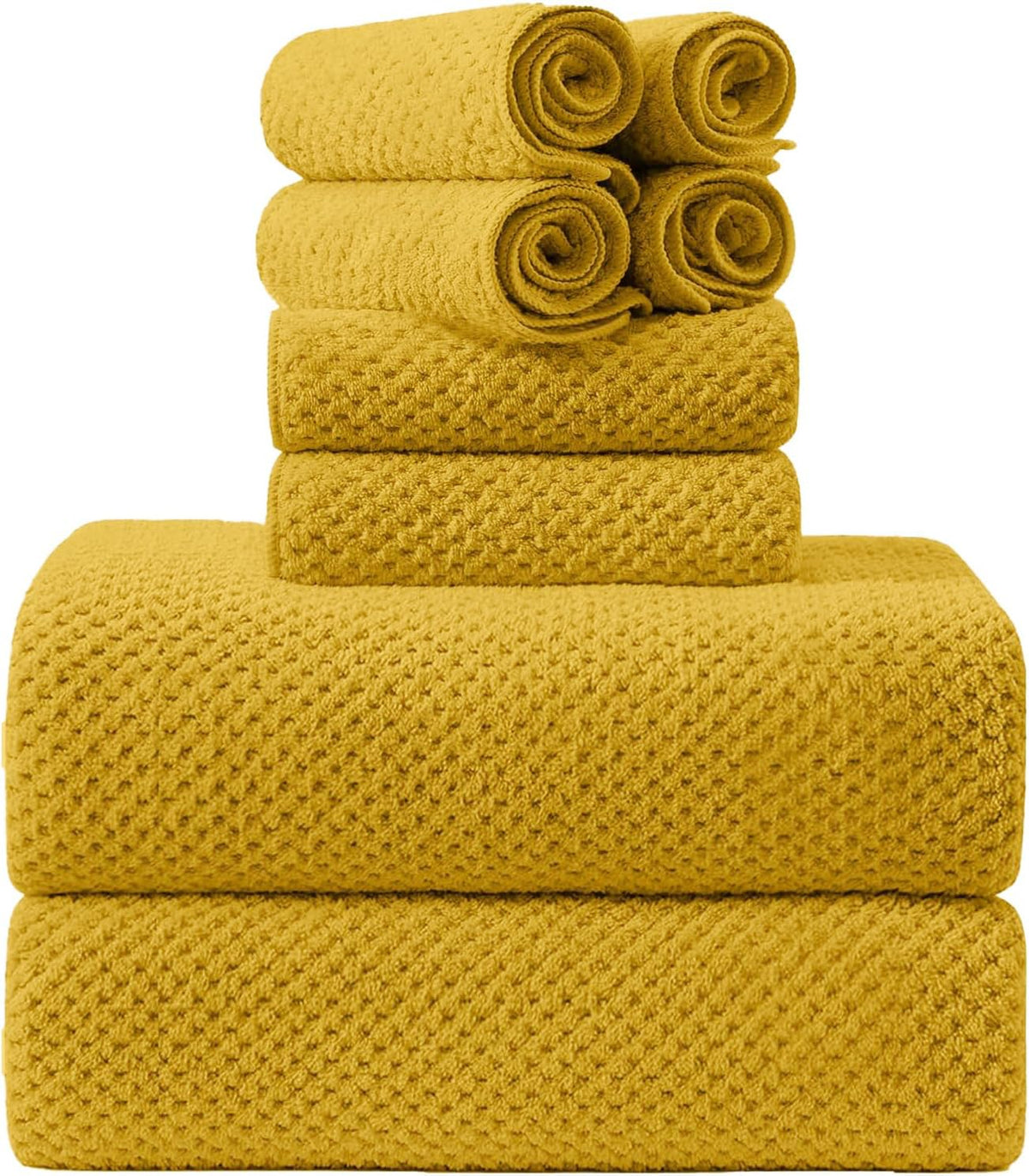8-Piece Bath Towel Set, 2 Extra Large Bath Towel Sheets, 2 Hand Towels and 4 Washcloths - Highly Absorbent Quick Dry Polyester,Ultra Soft Towel Set for Bathroom, Waffle Weave Design, Pack of 8, Green