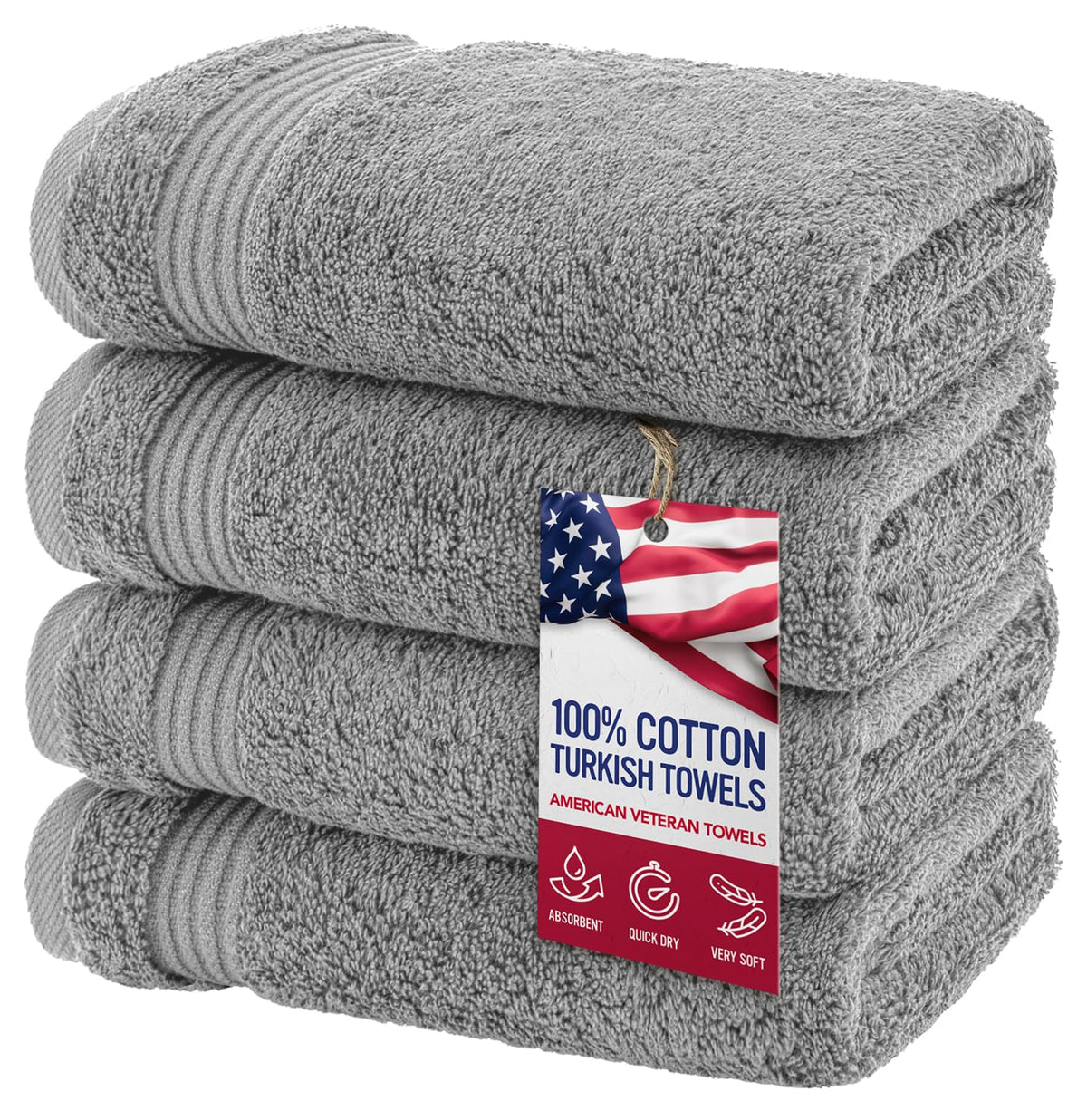 American Veteran Towel, Hand Towels for Bathroom Set of 4, 100% Cotton Turkish Hand Towel Sets, Soft Hand Face Towels, Navy Blue Hand Towels