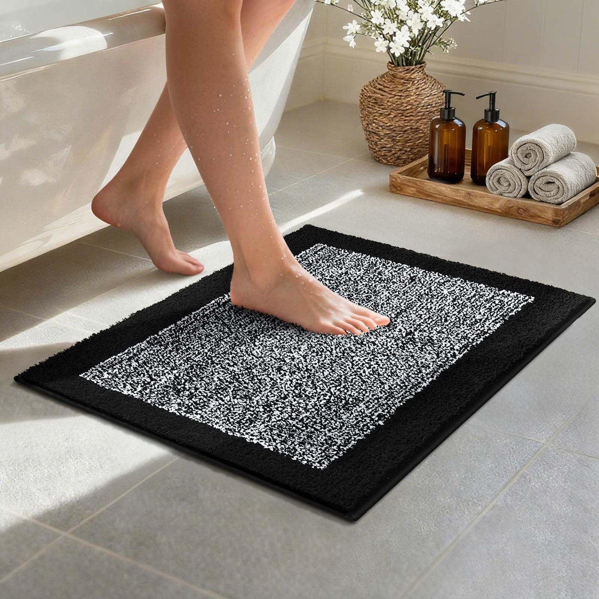 48x24 Long Bathroom Rugs Non Slip Washable, Soft Absorbent Bath Mat Blue