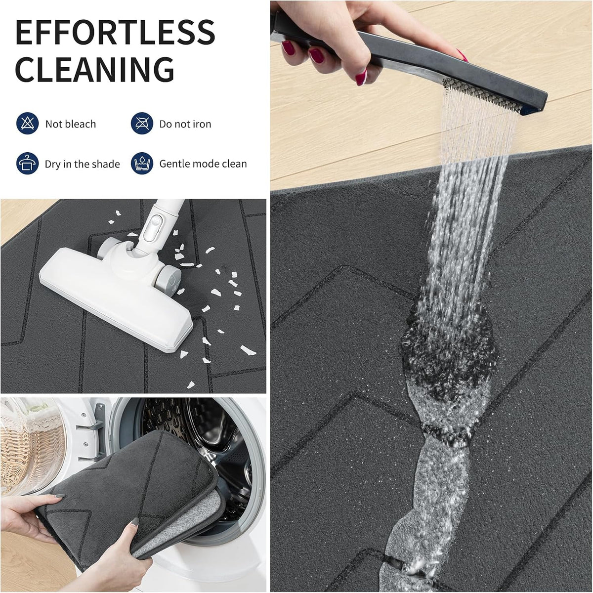 YIHOUSE 3 Piece Bathroom Rug Set - Soft Memory Foam Bath Mat, Dark Grey