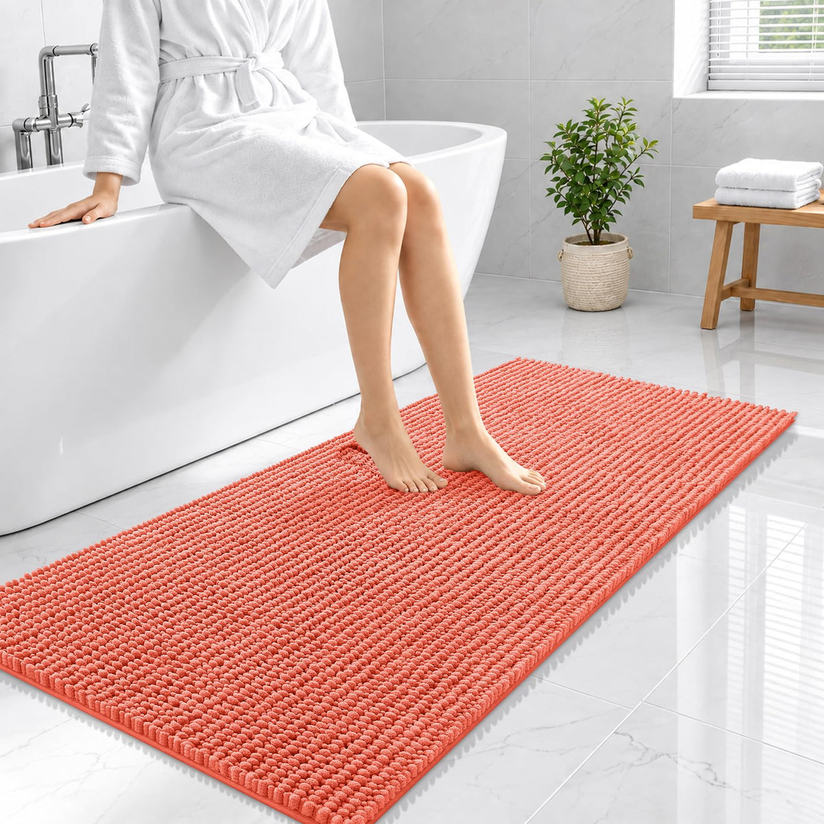 Smiry Thick Bathroom Rugs 30x20, Extra Soft Absorbent Chenille Bath Mat