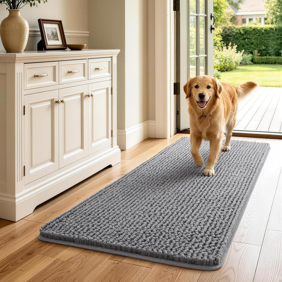 Ophanie Grey Bathroom Rugs 30x20, Soft Chenille Bath Mat, Non Slip Absorbent Quick Dry Light Gray Mats, Machine Washable Thick Small Area Rug Sets,Grip Bathmat for Shower,Toilet,Sink and Indoor Floor