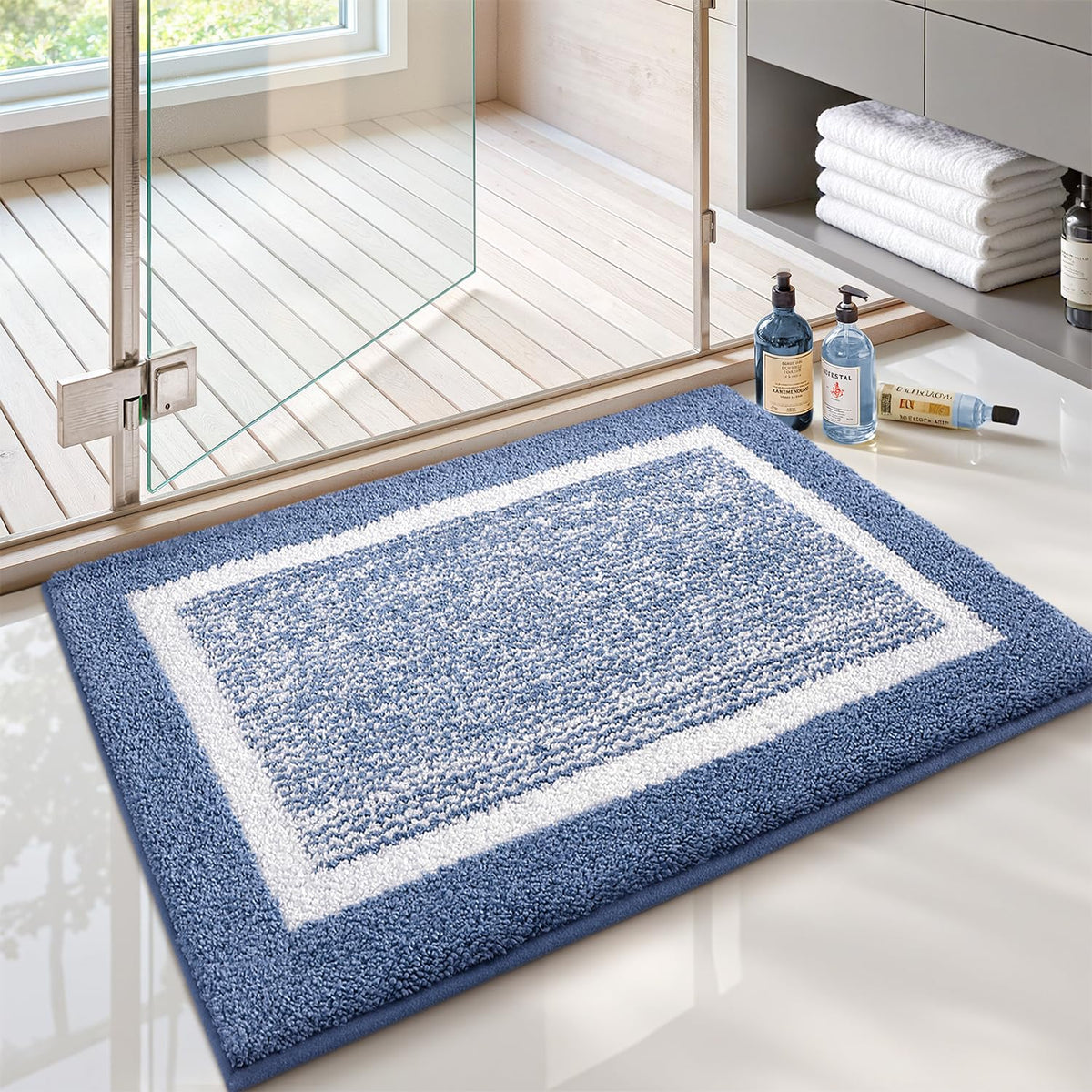 Color&Geometry 16"x24" Small Bath Mats for Bathroom Simple and Stylish,Gray