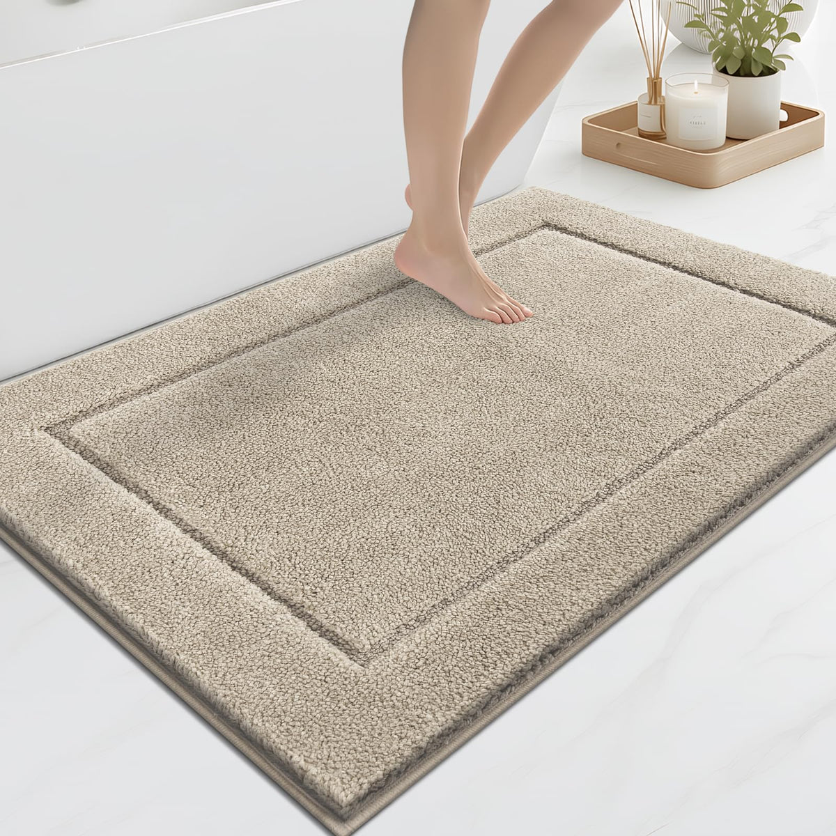anllugs Bathroom Rugs, Non-Slip Bath Rugs, 24" x 60", Grey