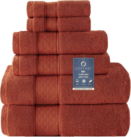 COZYART Bath Towel Set 6 PCS, Luxury 100% Turkish Cotton 650GSM Ultra Soft