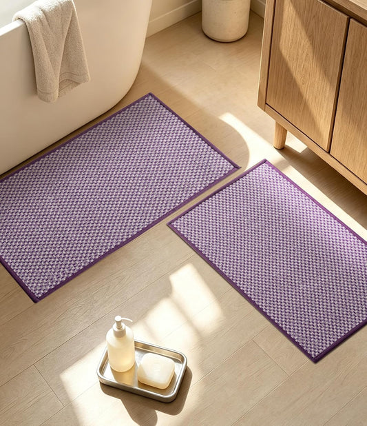 YIHOUSE Purple Bathroom Rugs Sets 2 Pieces,Thin Bath Mat Quick Dry