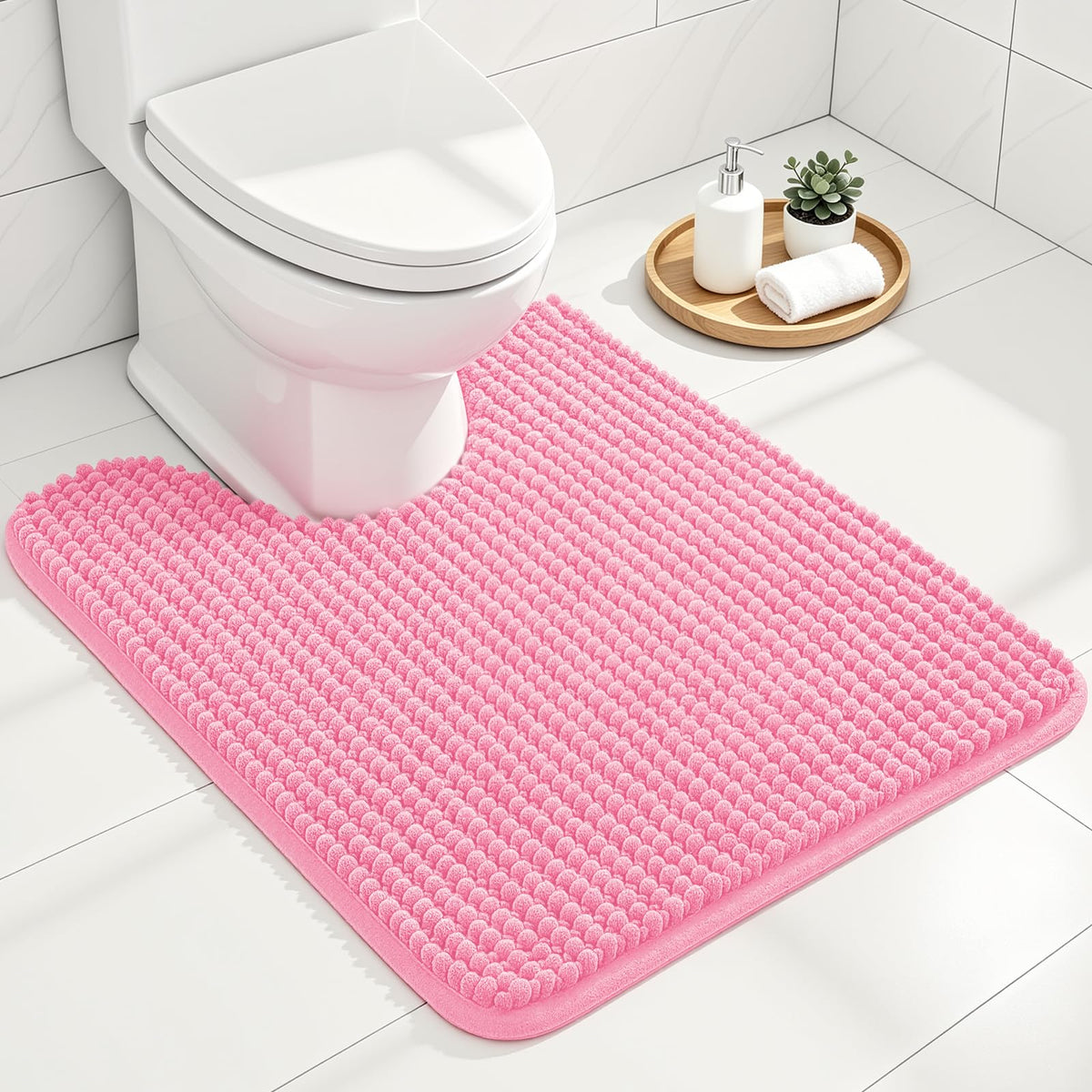 Ophanie Grey Bathroom Rugs 30x20, Soft Chenille Bath Mat, Non Slip Absorbent Quick Dry Light Gray Mats, Machine Washable Thick Small Area Rug Sets,Grip Bathmat for Shower,Toilet,Sink and Indoor Floor