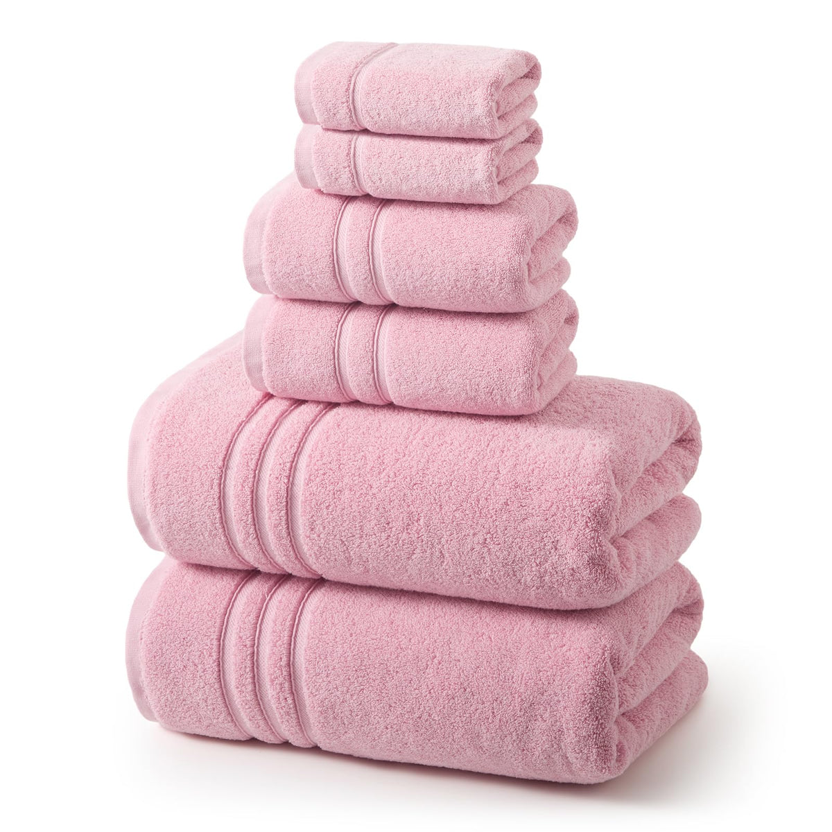 REDKISS Beige Towels Set 6 Piece Cotton Towel Sets with 2 Bath Towels, 2 Hand, 2 Washcloths, 650GSM Hotel Quality, Soft, Highly Absorbent Towels for Bathroom Gym, Ideal Everyday Use