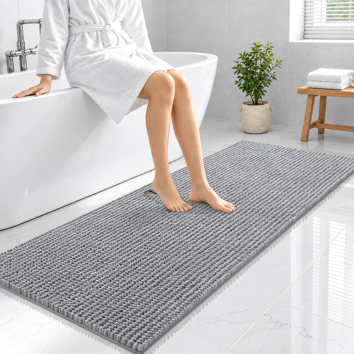 Smiry Thick Bathroom Rugs 30x20, Extra Soft Absorbent Chenille Bath Mat