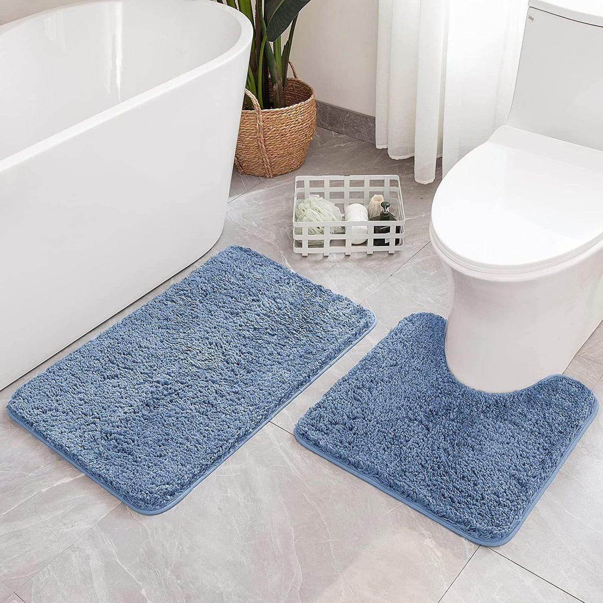 MIULEE Christmas Dark Green Bathroom Rugs Set 2 Piece Small Bath Mats 16x24