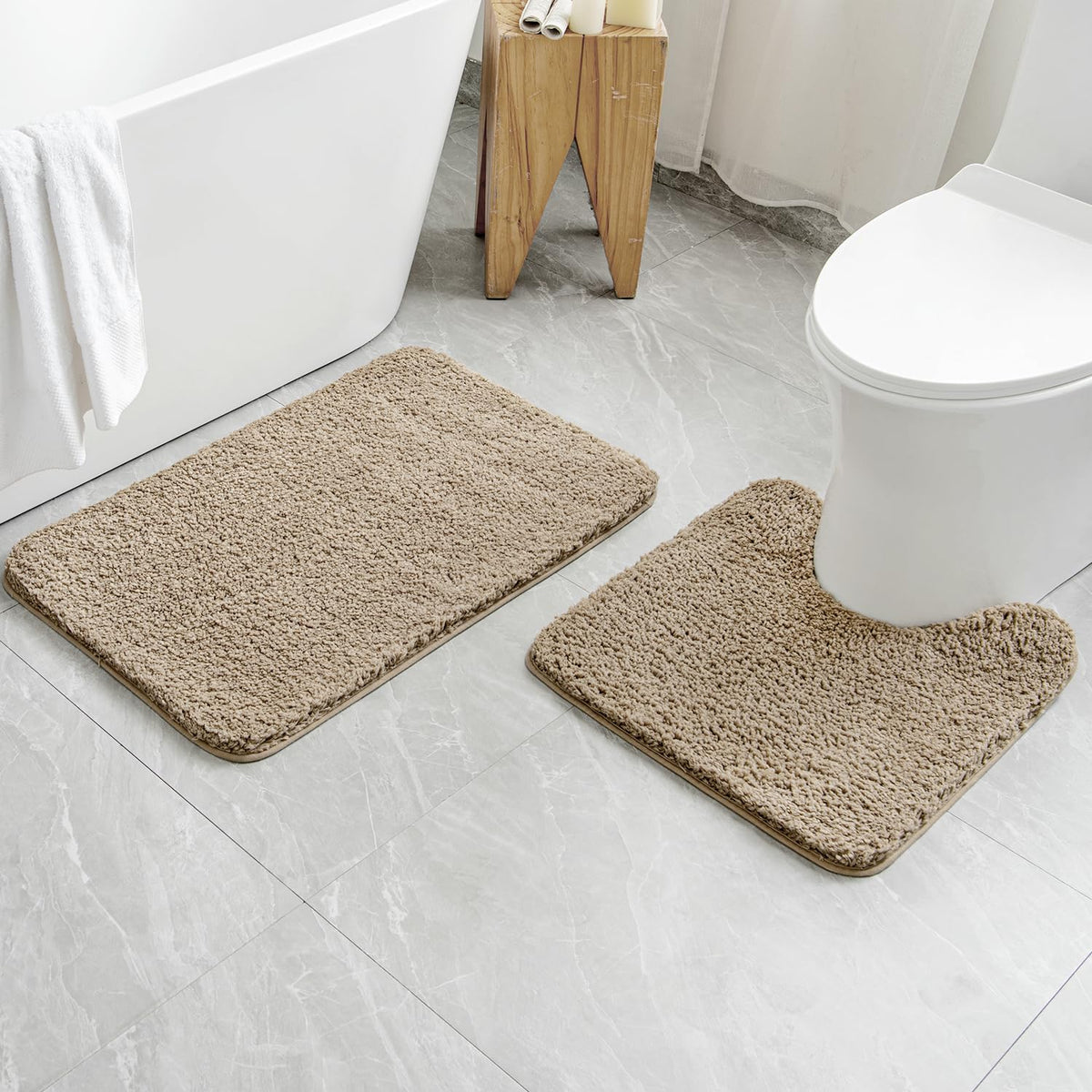 MIULEE Christmas Dark Green Bathroom Rugs Set 2 Piece Small Bath Mats 16x24