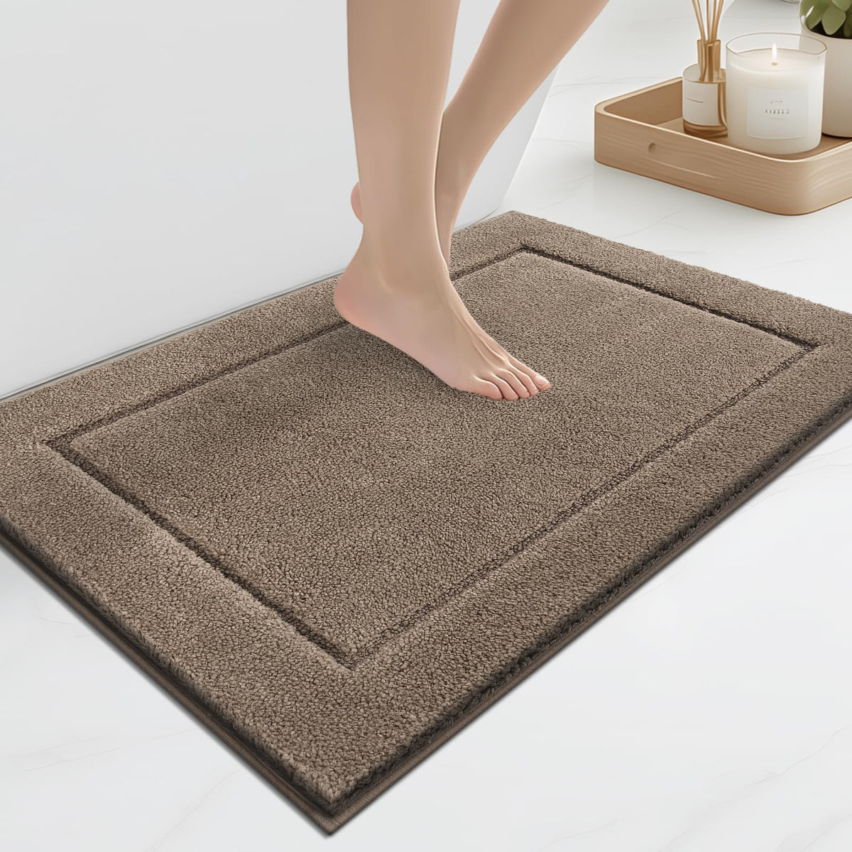 anllugs Bathroom Rugs, Non-Slip Bath Rugs, 24" x 60", Grey