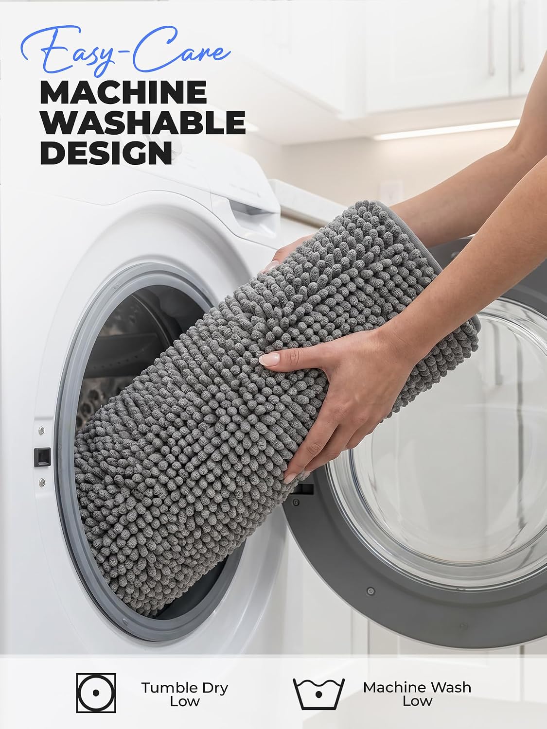 Utopia Home Absorbent Chenille Bath Rug Mat for Bathroom, 24x17 Inch, Grey
