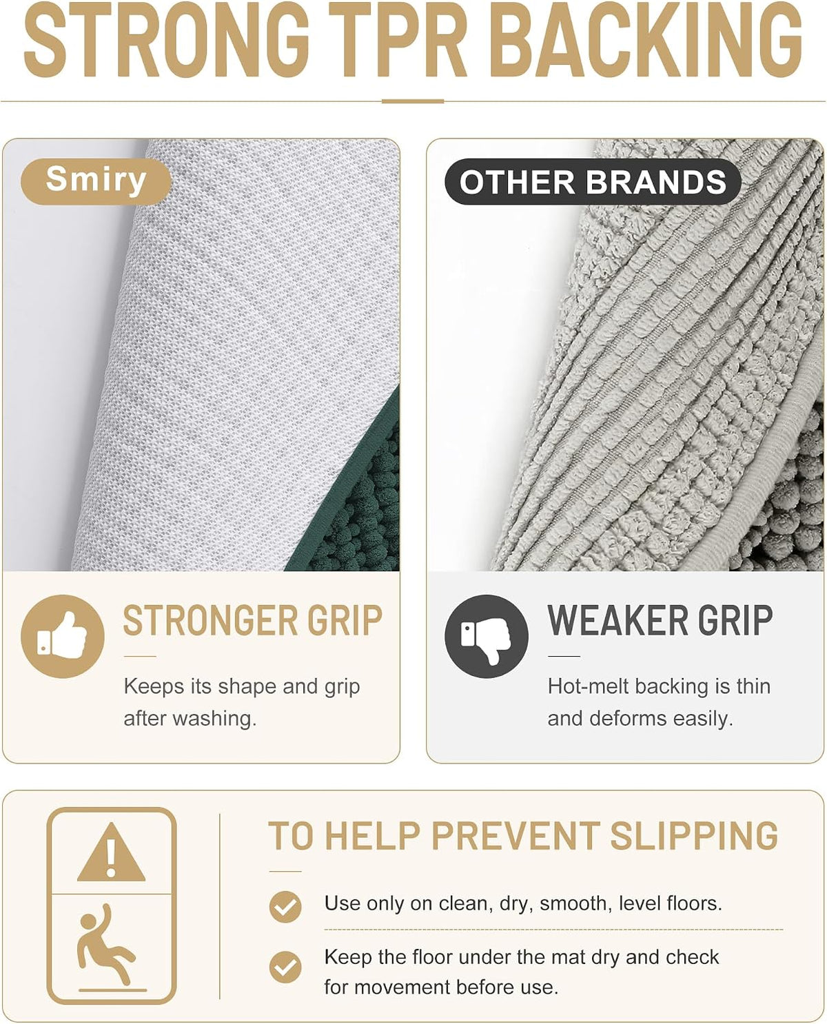 Smiry Thick Bathroom Rugs 30x20, Extra Soft Absorbent Chenille Bath Mat