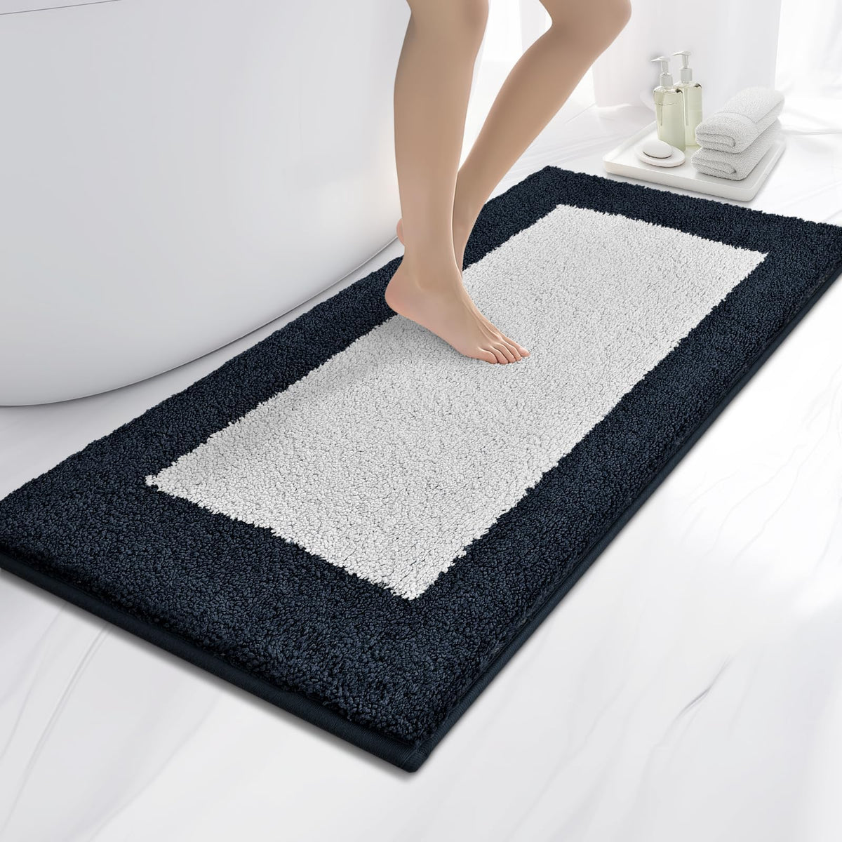 anllugs Bathroom Rugs, 20" x 30" Soft Bath Rugs, Olive Green & Green