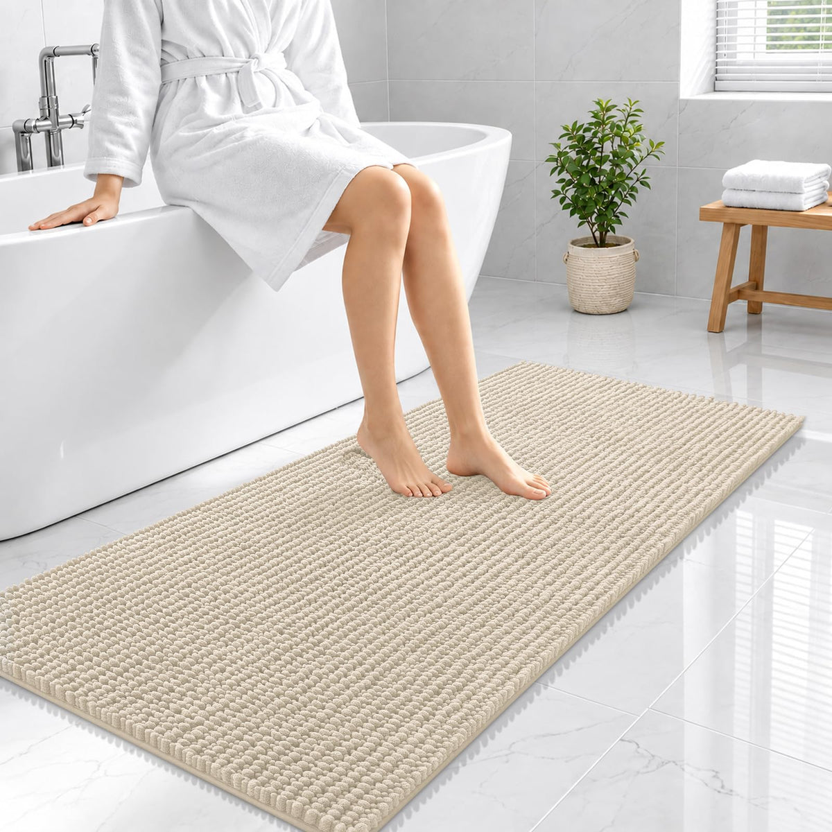Smiry Thick Bathroom Rugs 30x20, Extra Soft Absorbent Chenille Bath Mat