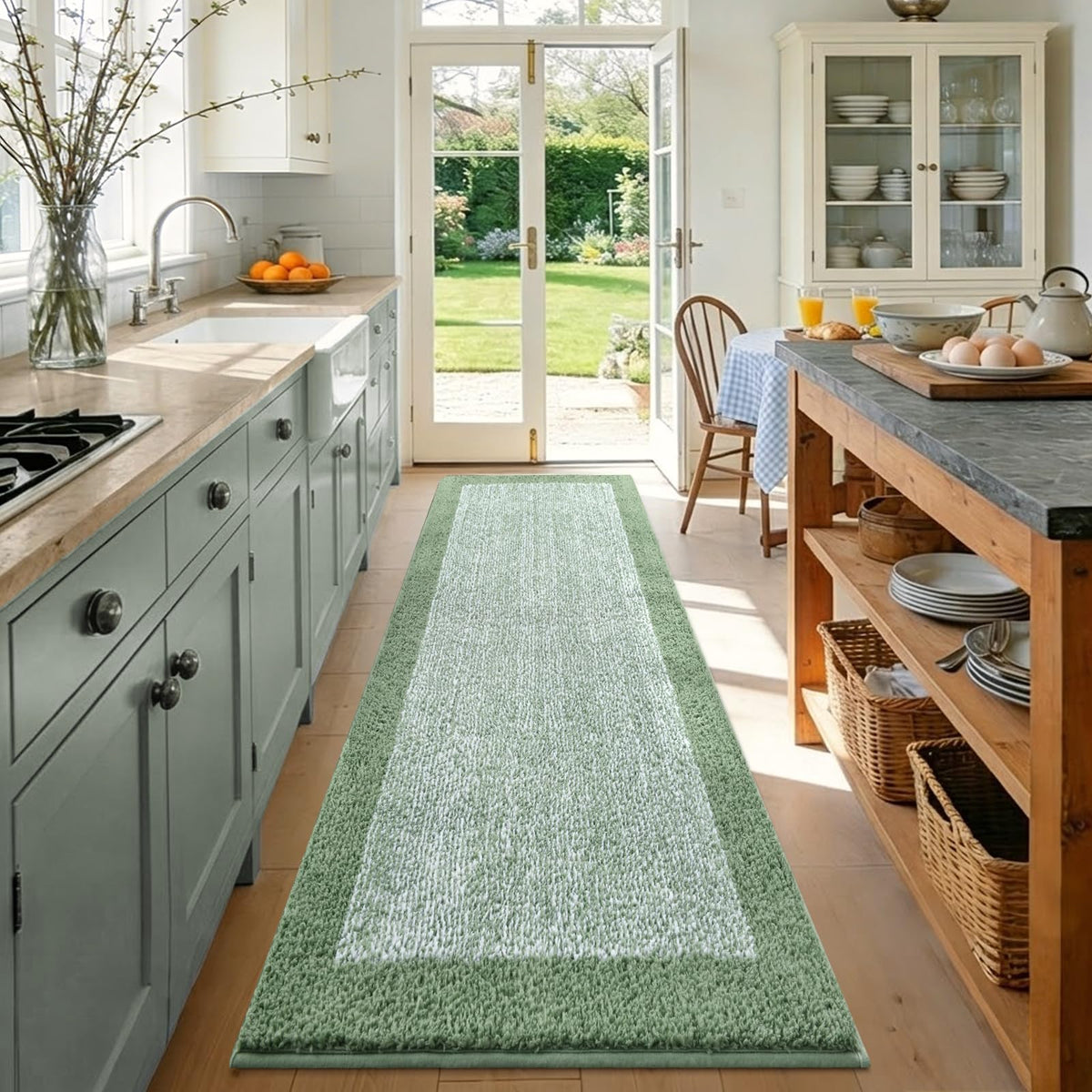 48x24 Long Bathroom Rugs Non Slip Washable, Soft Absorbent Bath Mat Blue