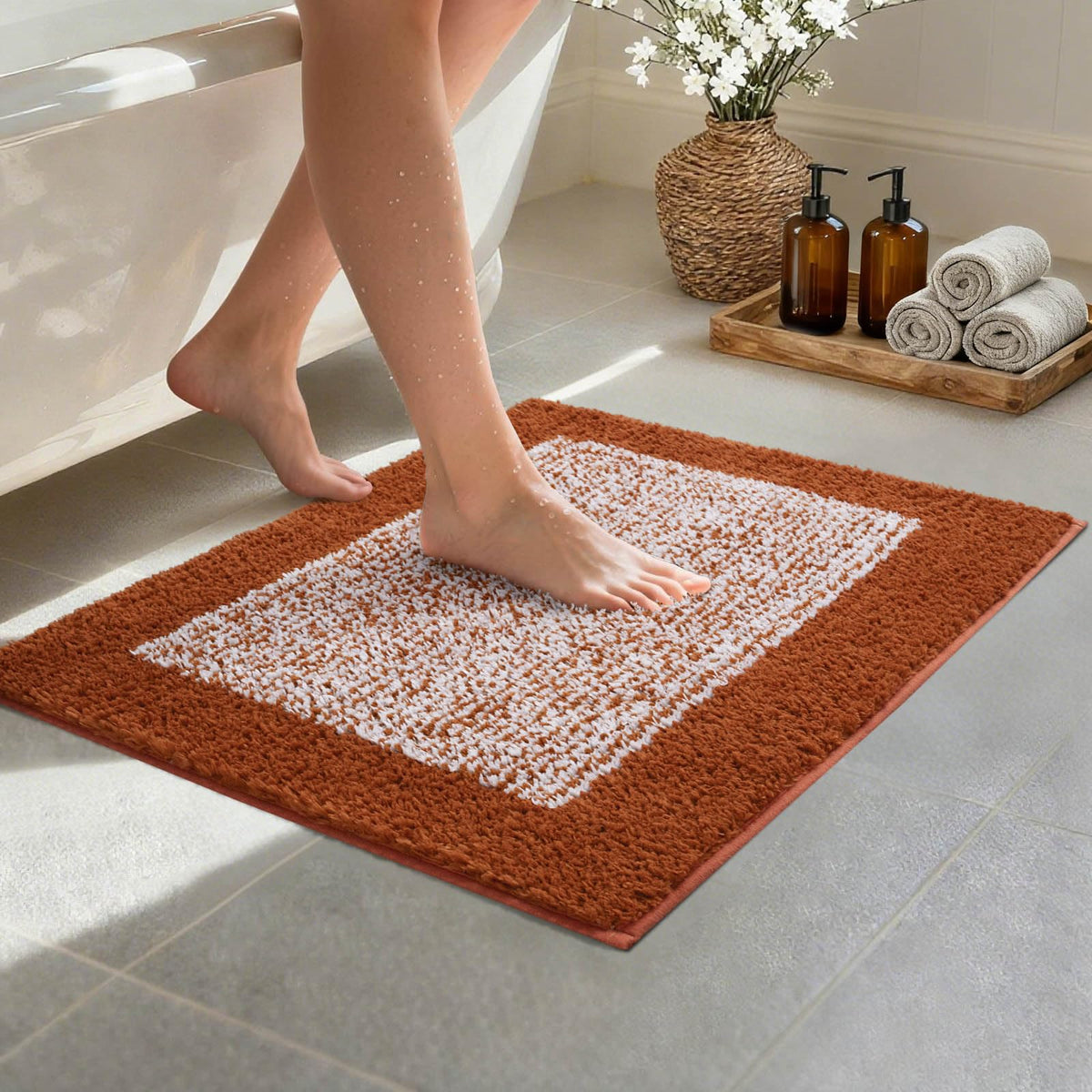 48x24 Long Bathroom Rugs Non Slip Washable, Soft Absorbent Bath Mat Blue