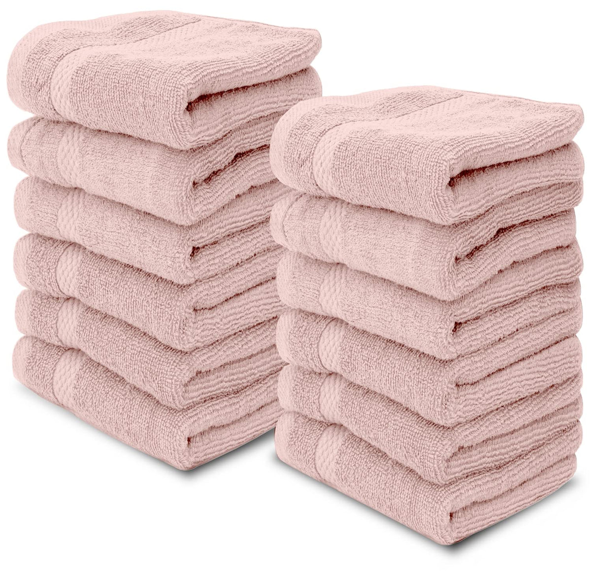 White Classic Luxury Ivory Washcloths 12 Pack - 13x13, 100% Turkish Cotton