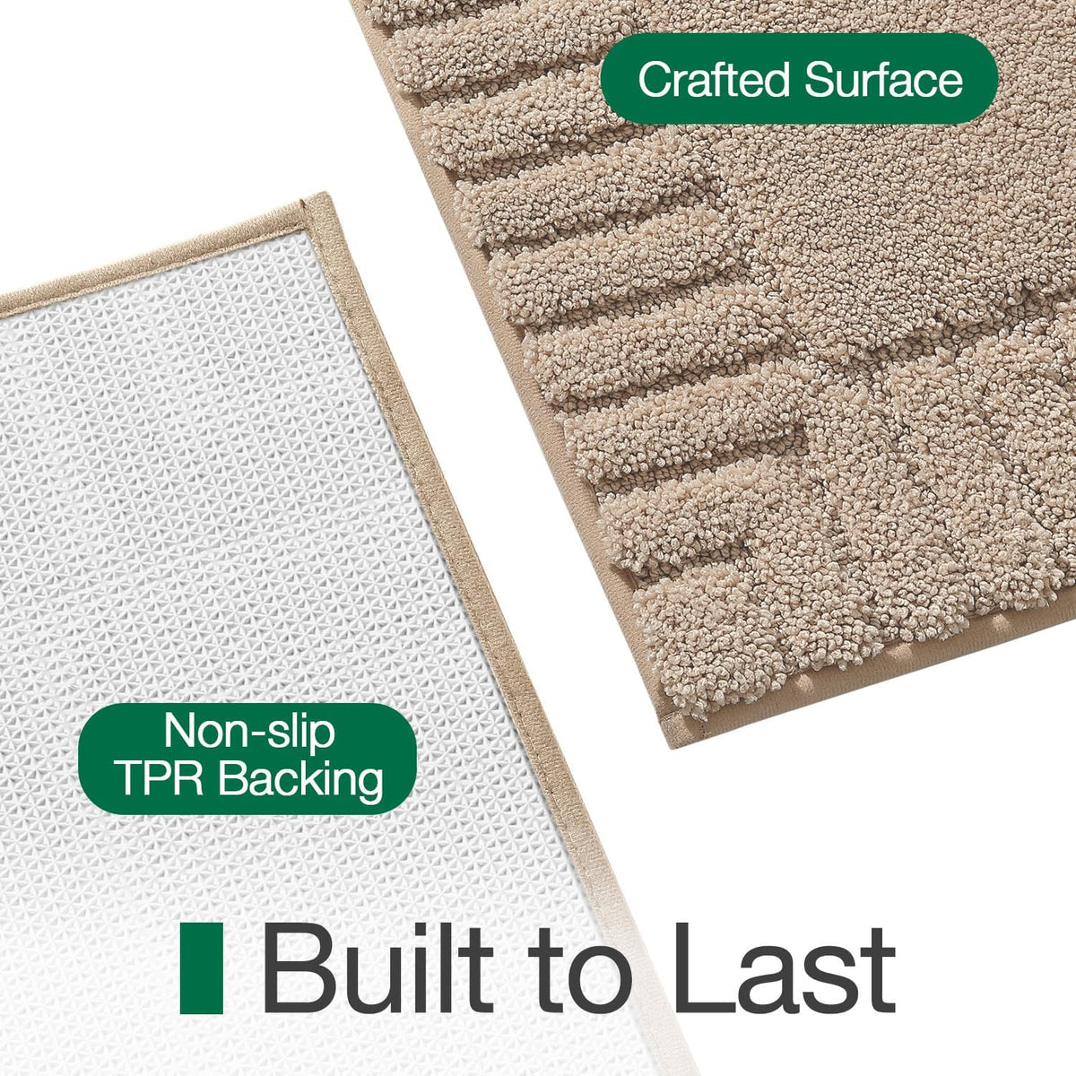 LUMI Soft Bathroom Rugs Absorbent, Non Slip Bath Mat 24x36, Beige
