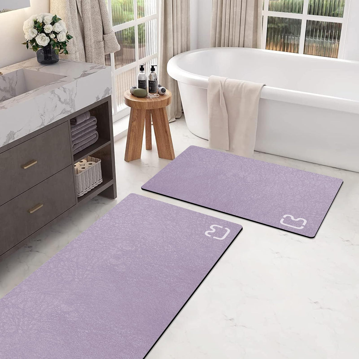 Dark Grey Long Bathroom Rugs Large Stone Bath Mats for Bathroom,15.7"x47.2"