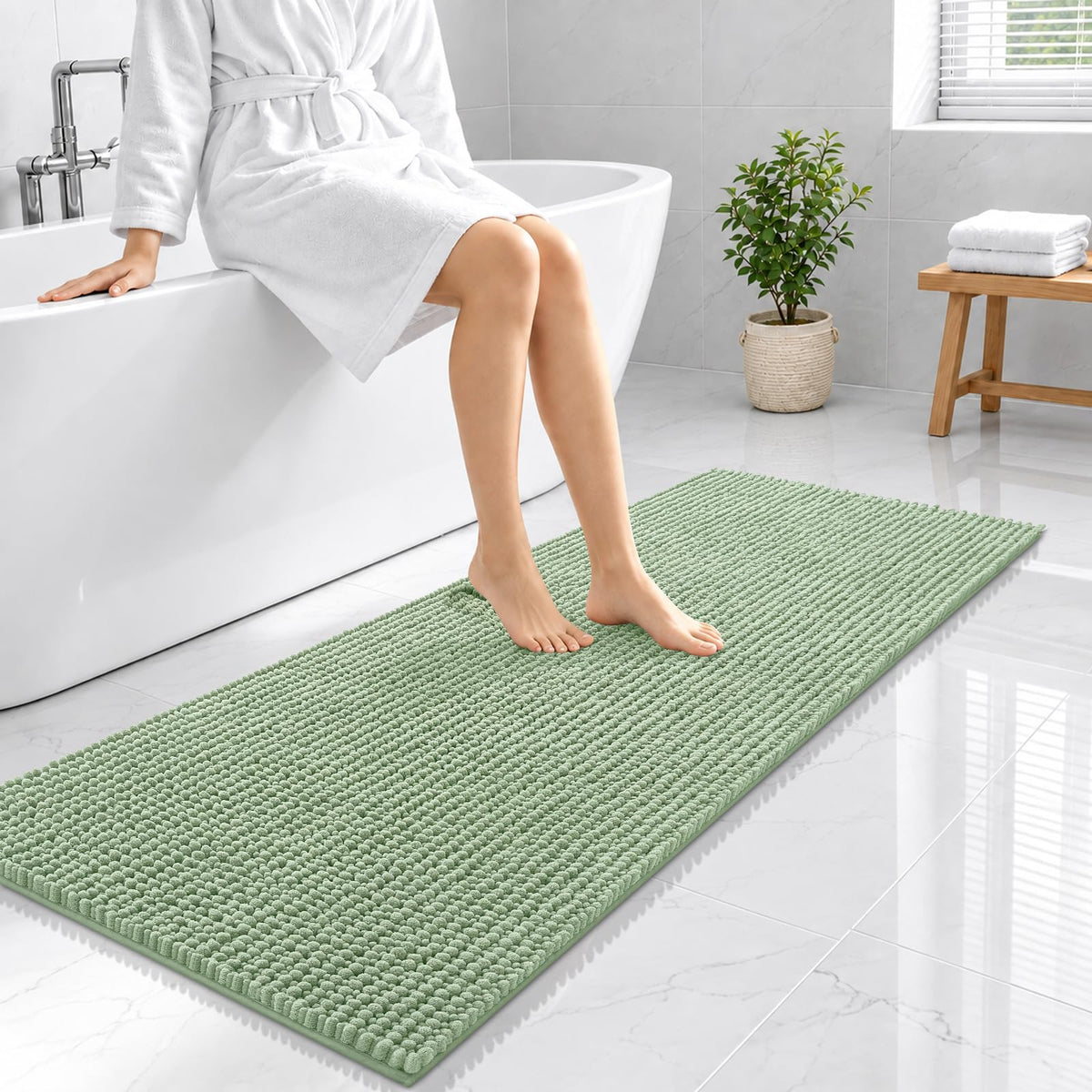 Smiry Thick Bathroom Rugs 30x20, Extra Soft Absorbent Chenille Bath Mat