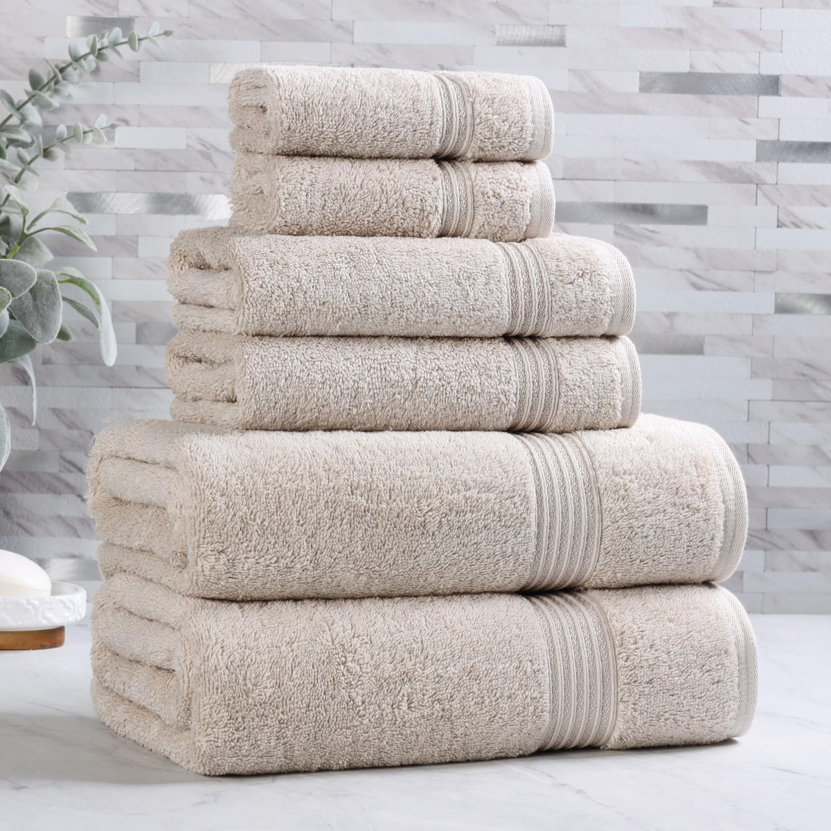 Superior Egyptian Cotton 6-Piece Towel Set, Bathroom Essentials, Towels For Bathroom, Apartment, Airbnb, Guest Bath, Face, Hand, Bath Towels, Washcloths, Absorbent, Fast Drying, Sage