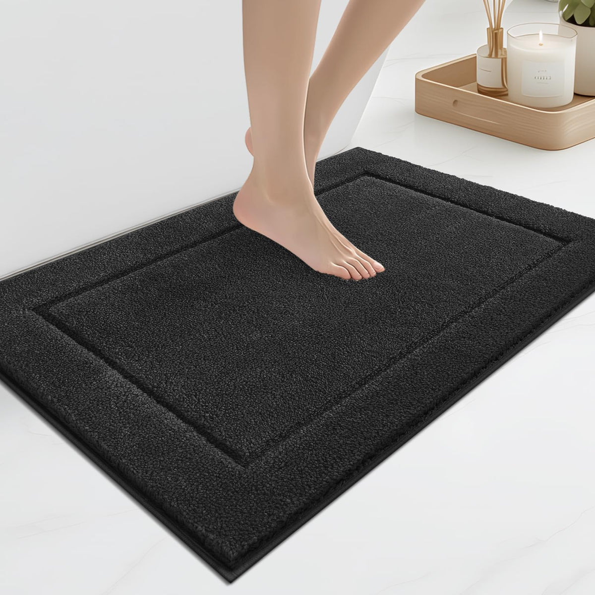 anllugs Bathroom Rugs, Non-Slip Bath Rugs, 24" x 60", Grey
