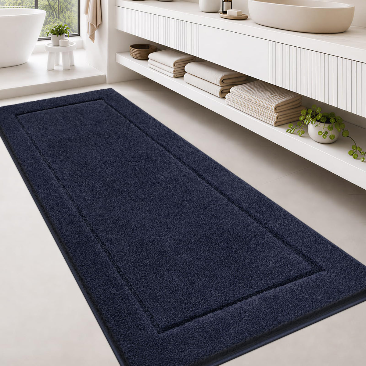 anllugs Bathroom Rugs, Non-Slip Bath Rugs, 24" x 60", Grey