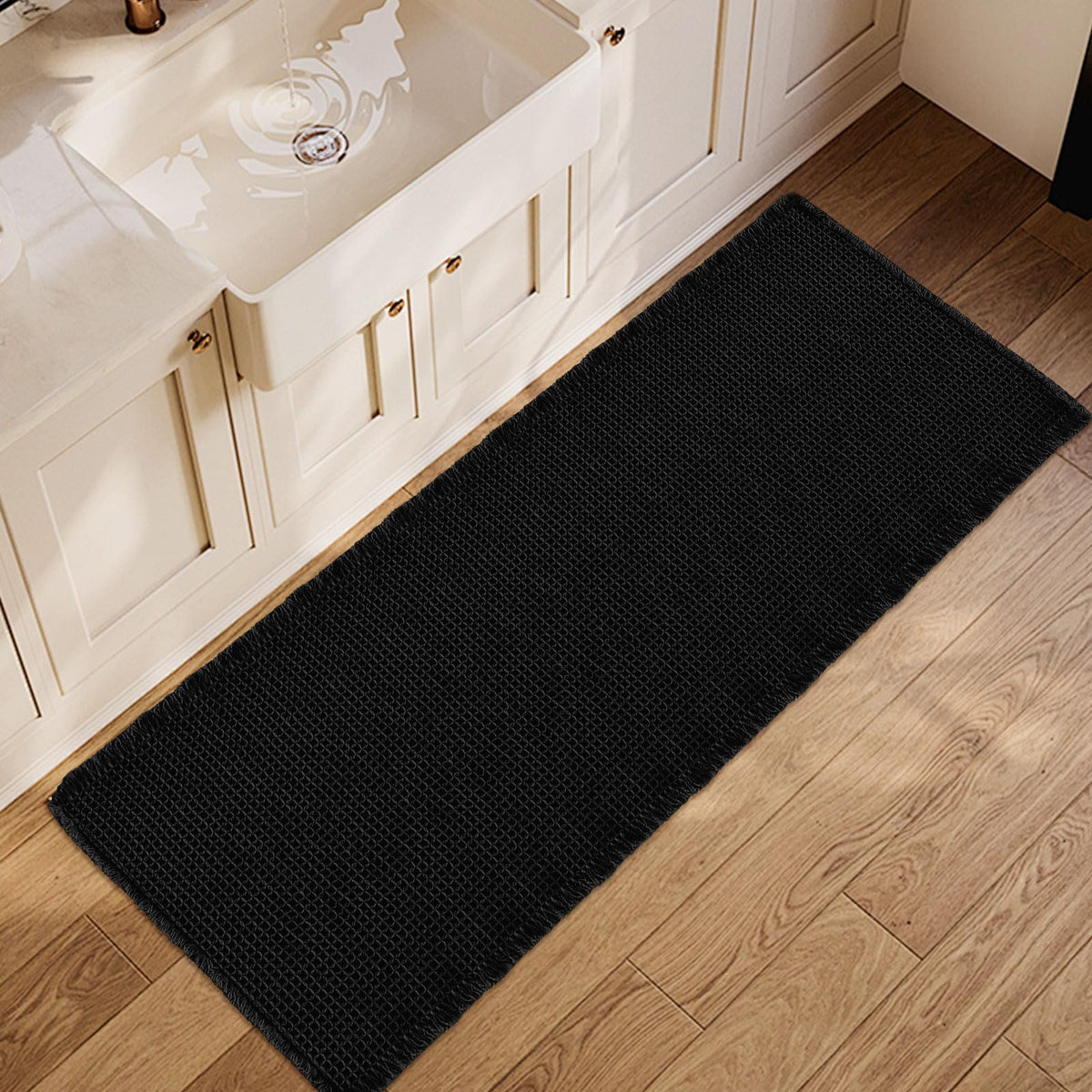 ZALL Waffle Bath Mat,Dark Green Super Absorbent Non Slip Bathroom Rug,17x24inch,Machine Washable Ultra Soft Floor Mats
