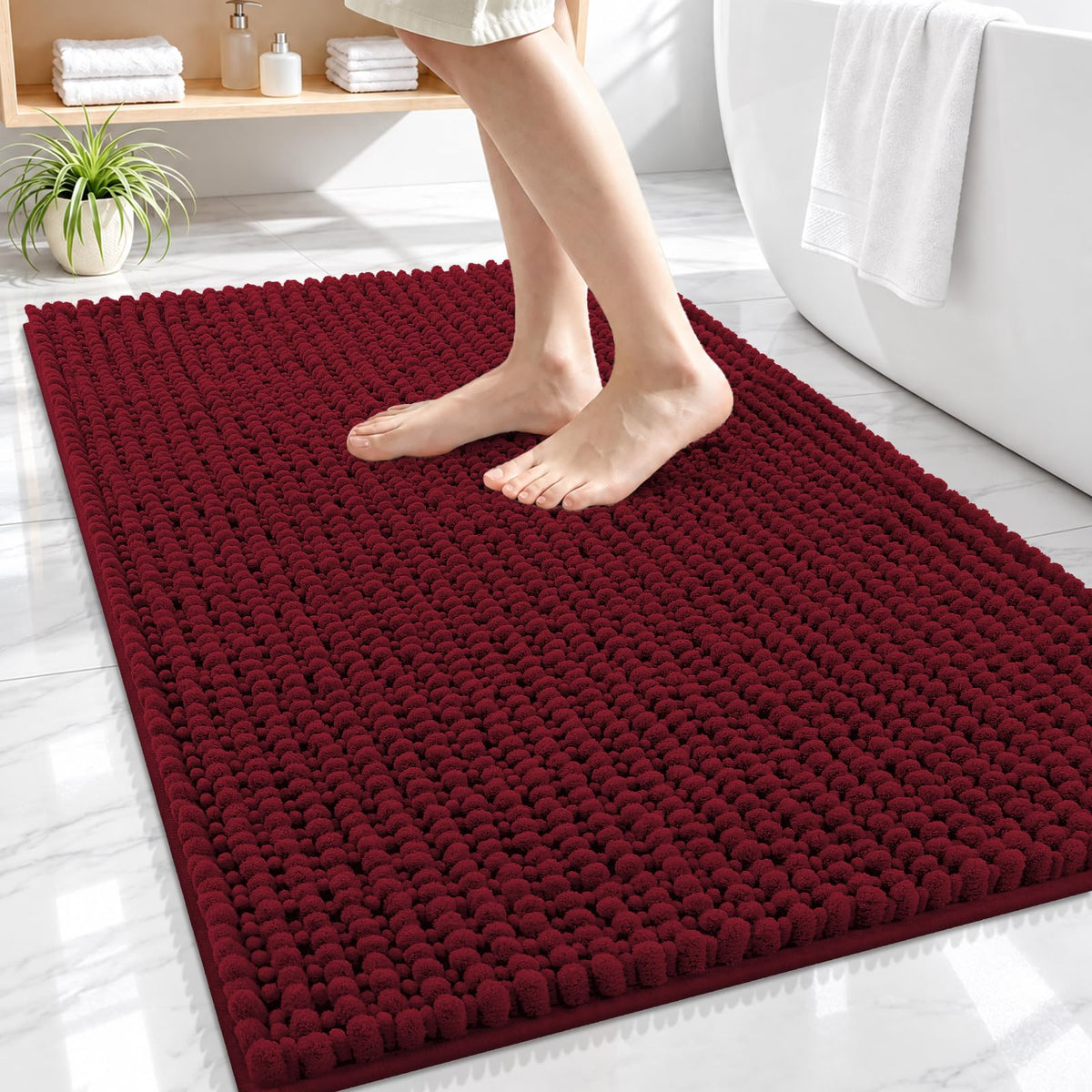 Smiry Thick Bathroom Rugs 30x20, Extra Soft Absorbent Chenille Bath Mat