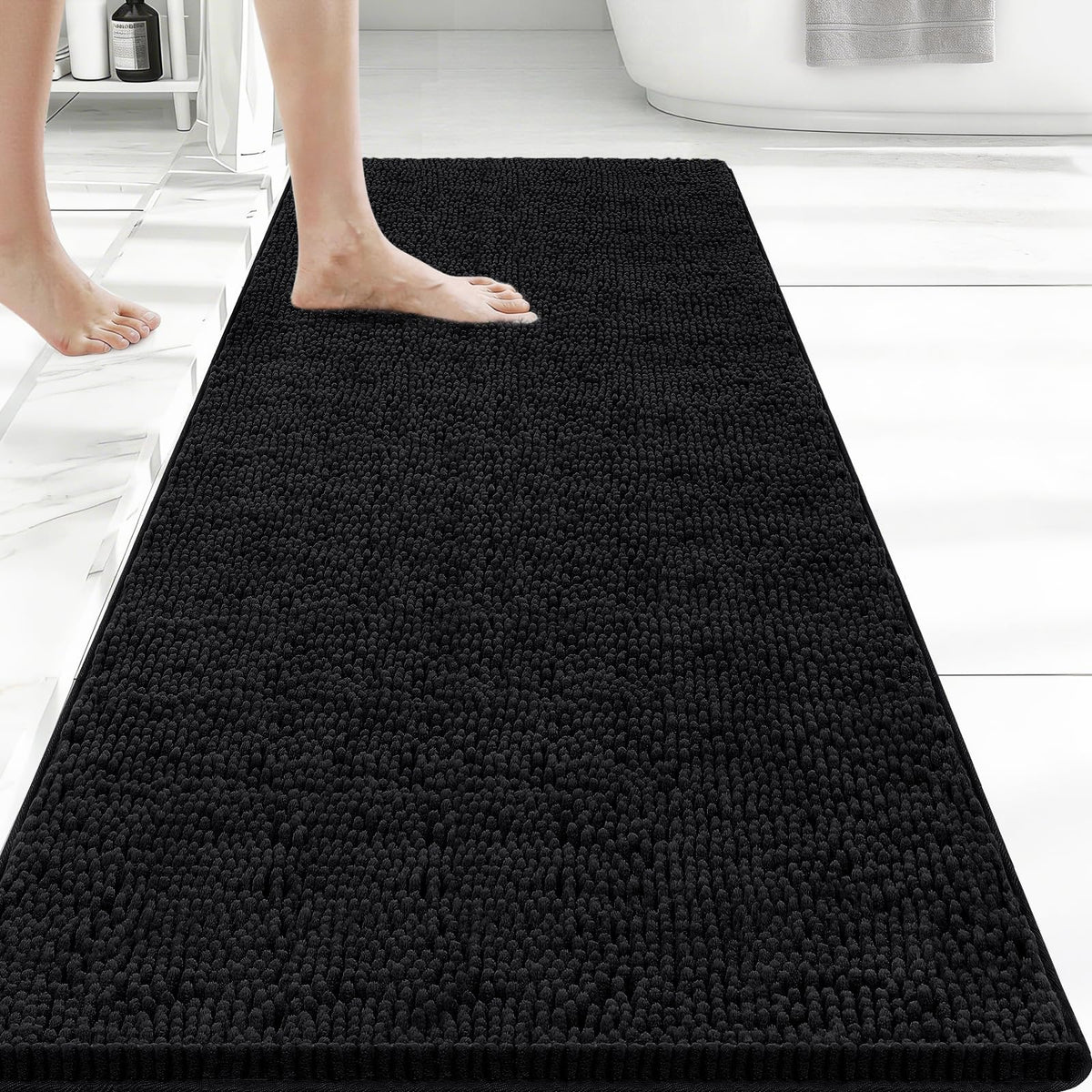 Bcoimo Small Bath Rug Mat,24x17 Extra Soft Chenille Lavender Bathroom Mats