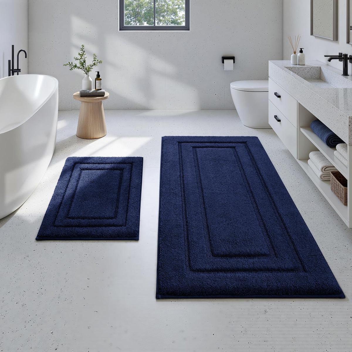 HOMEIDEAS Fall Bathroom Rugs Sets, 2 Piece Soft Bath Mat Burnt Orange