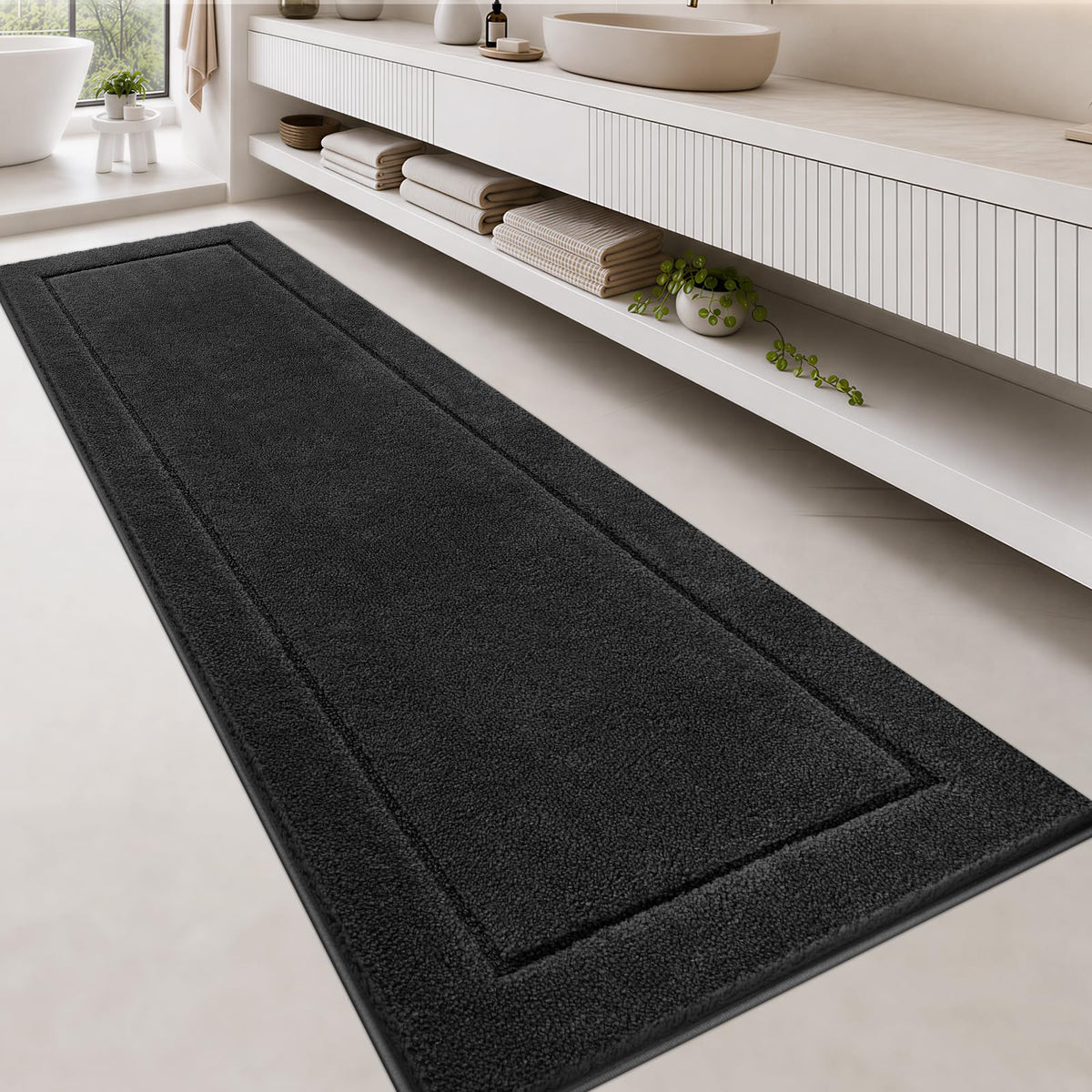 anllugs Bathroom Rugs, Non-Slip Bath Rugs, 24" x 60", Grey