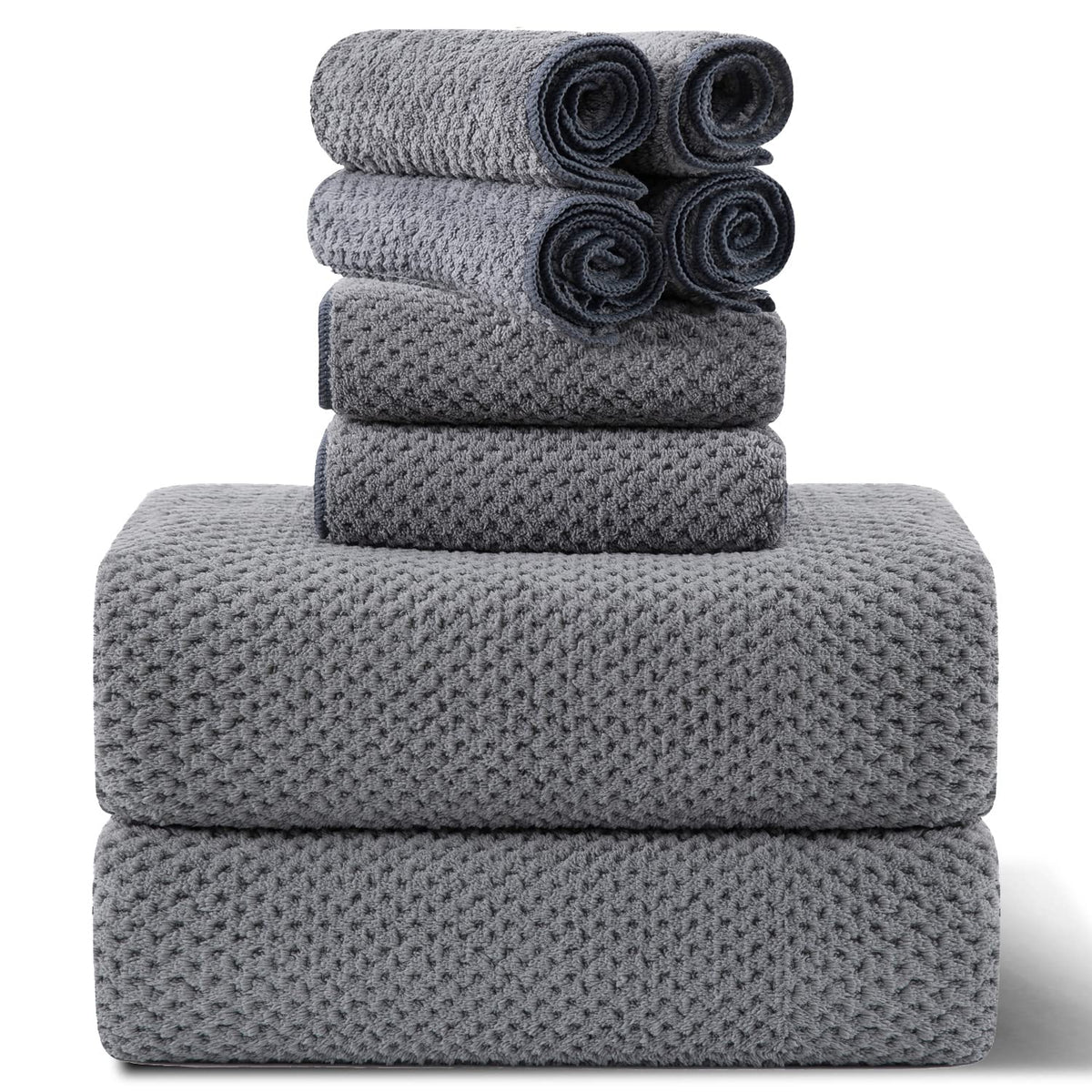8-Piece Bath Towel Set, 2 Extra Large Bath Towel Sheets, 2 Hand Towels and 4 Washcloths - Highly Absorbent Quick Dry Polyester,Ultra Soft Towel Set for Bathroom, Waffle Weave Design, Pack of 8, Green
