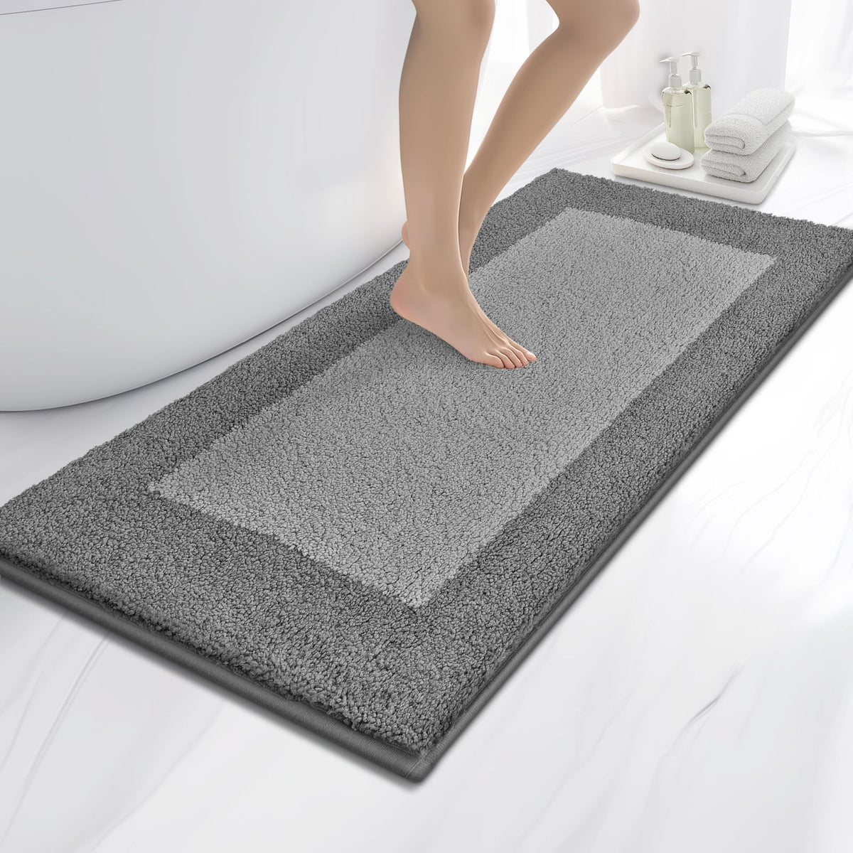 anllugs Bathroom Rugs, 20" x 30" Soft Bath Rugs, Olive Green & Green